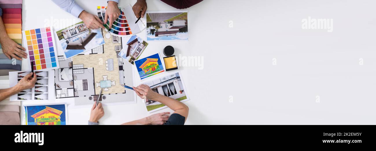 Designers Working On Color Selection For House Stock Photo
