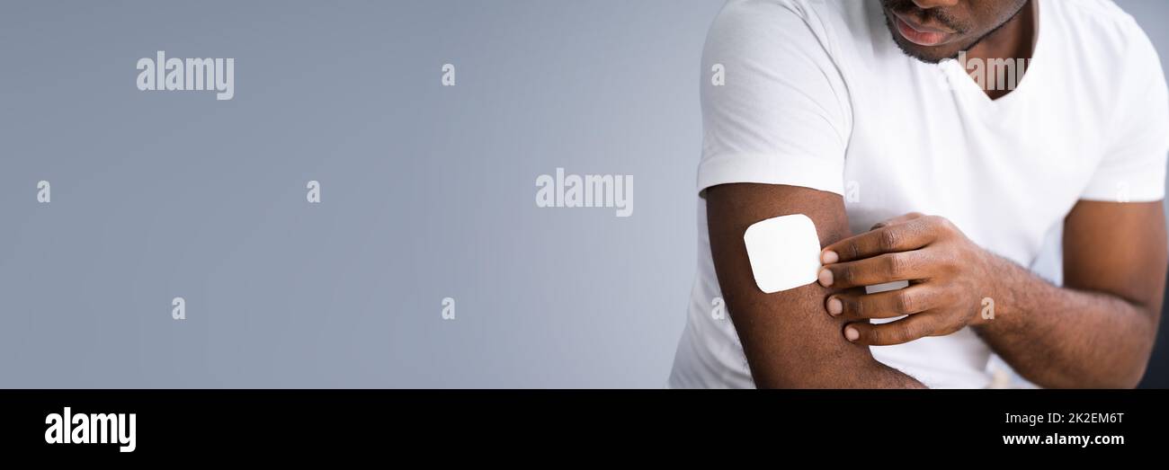 Applying Nicotine Drug Smoking Patch Stock Photo Alamy