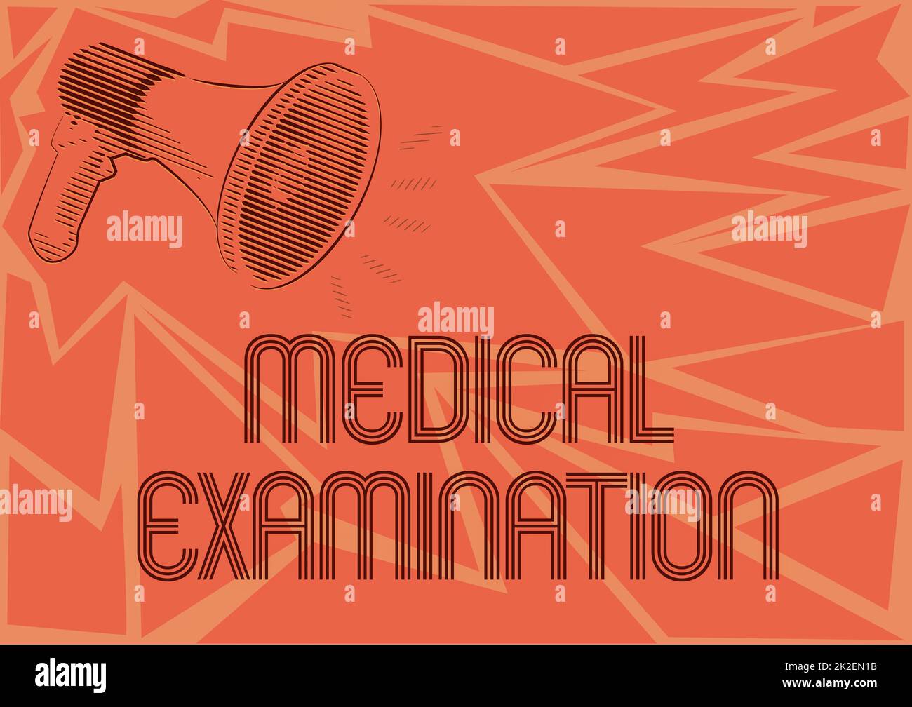 Conceptual caption Medical Examination. Business idea Checkup carried out to determine the physical fitness Illustration Of A Loud Megaphones Speaker Making New Announcements. Stock Photo