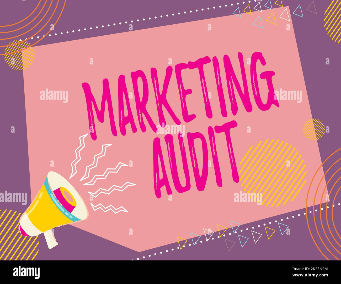 Handwriting text Marketing Audit. Conceptual photo examination and analysis of the marketing activities Illustration Of A Loud Megaphone Making New Wonderful Announcement Public Stock Photo