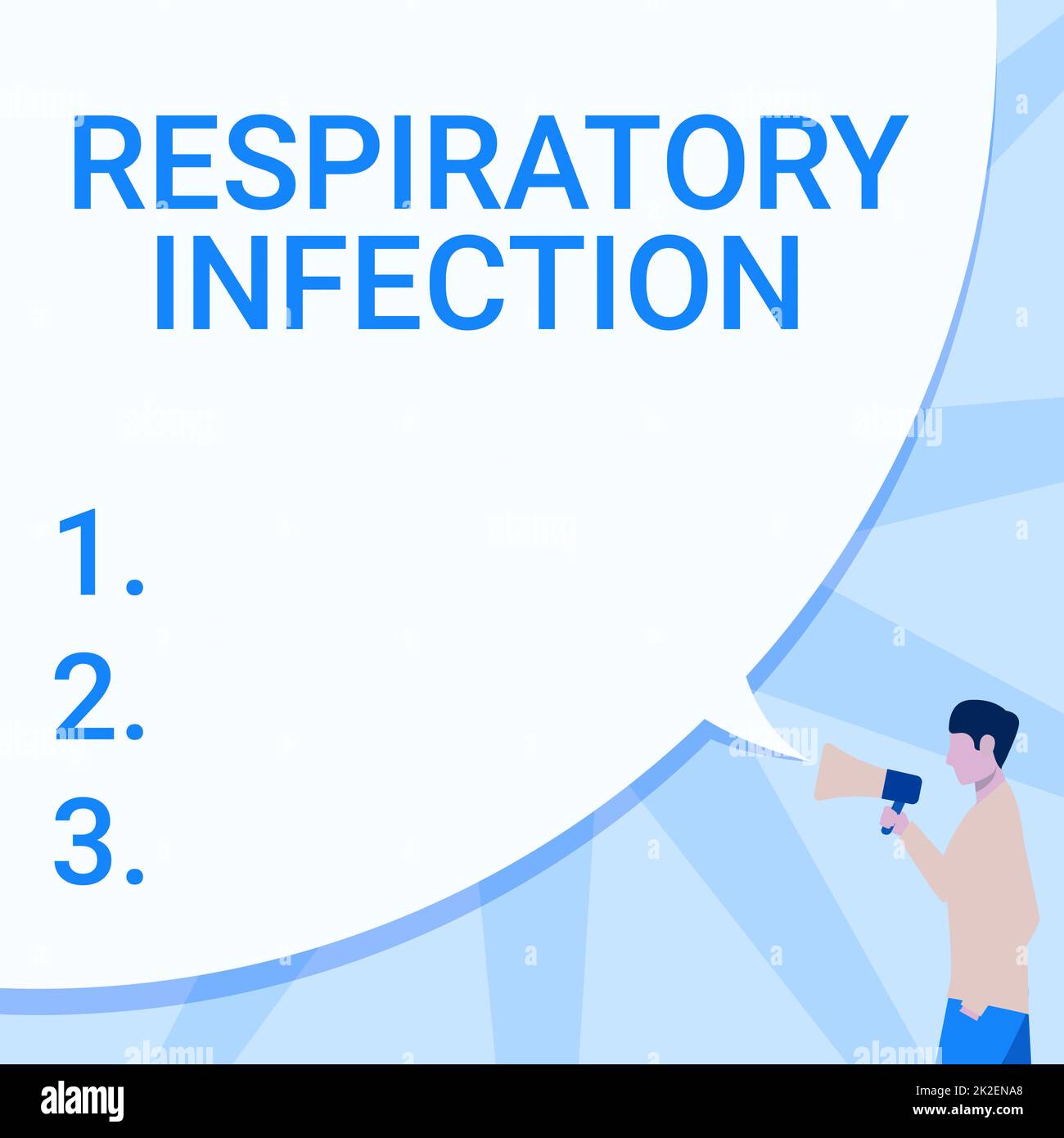 Text sign showing Respiratory Infection. Internet Concept any infectious disease that directly affects the normal breathing Man Drawing Hand In Pocket Holding Megaphone With Large Speech Bubble. Stock Photo