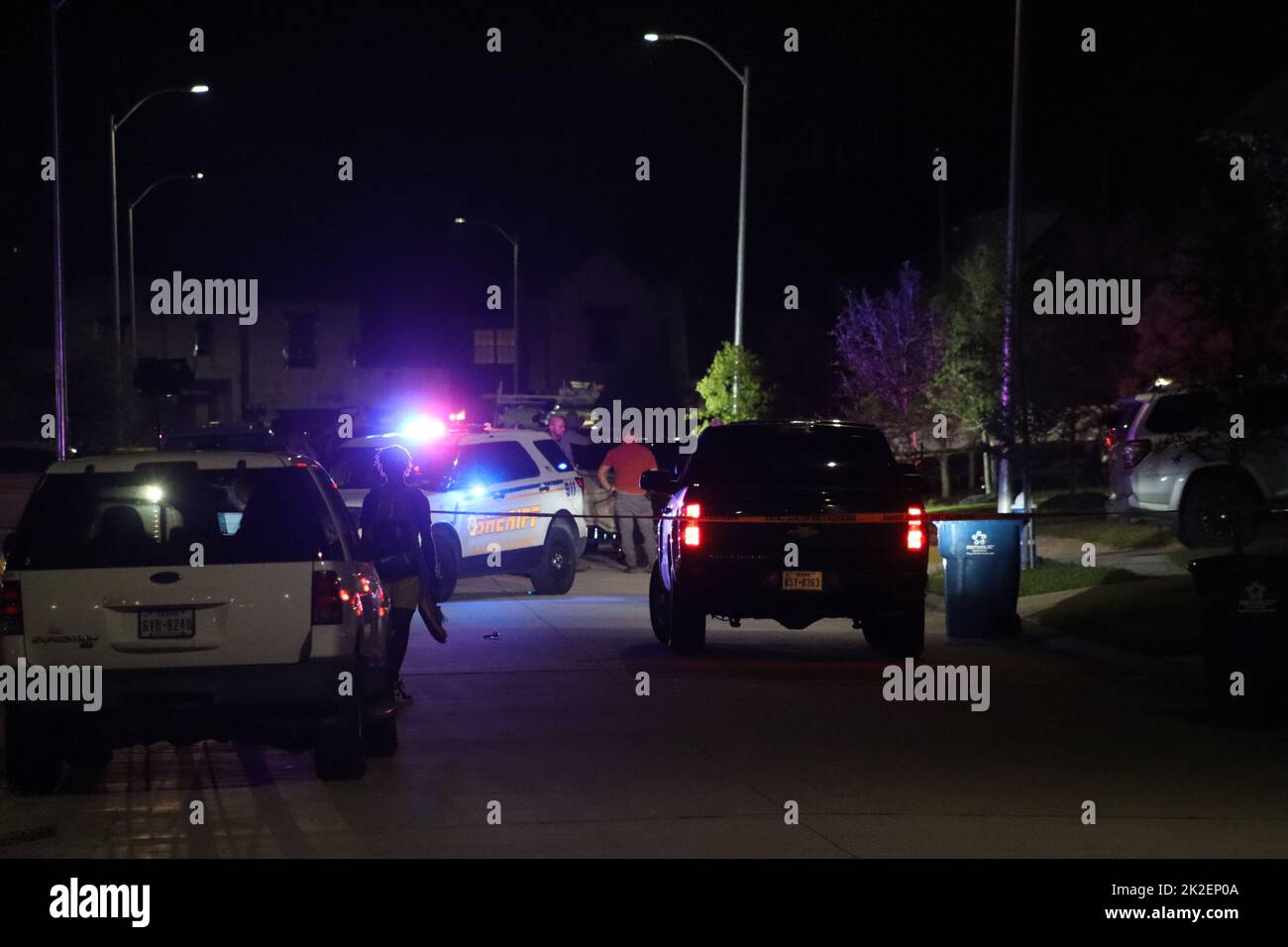 Humble, United States. 22 September, 2022.   Shooting on Tullich Run in Balmoral, Humble, TX : A military Recruiter killed his wife and injured a NCIS agent during NCIS interview about domestic abuse allegations. He was  then shot and killed by Harris County Precinct 4 Deputies in northwest Harris County. Credit: Robert Balli/Alamy Live News Stock Photo