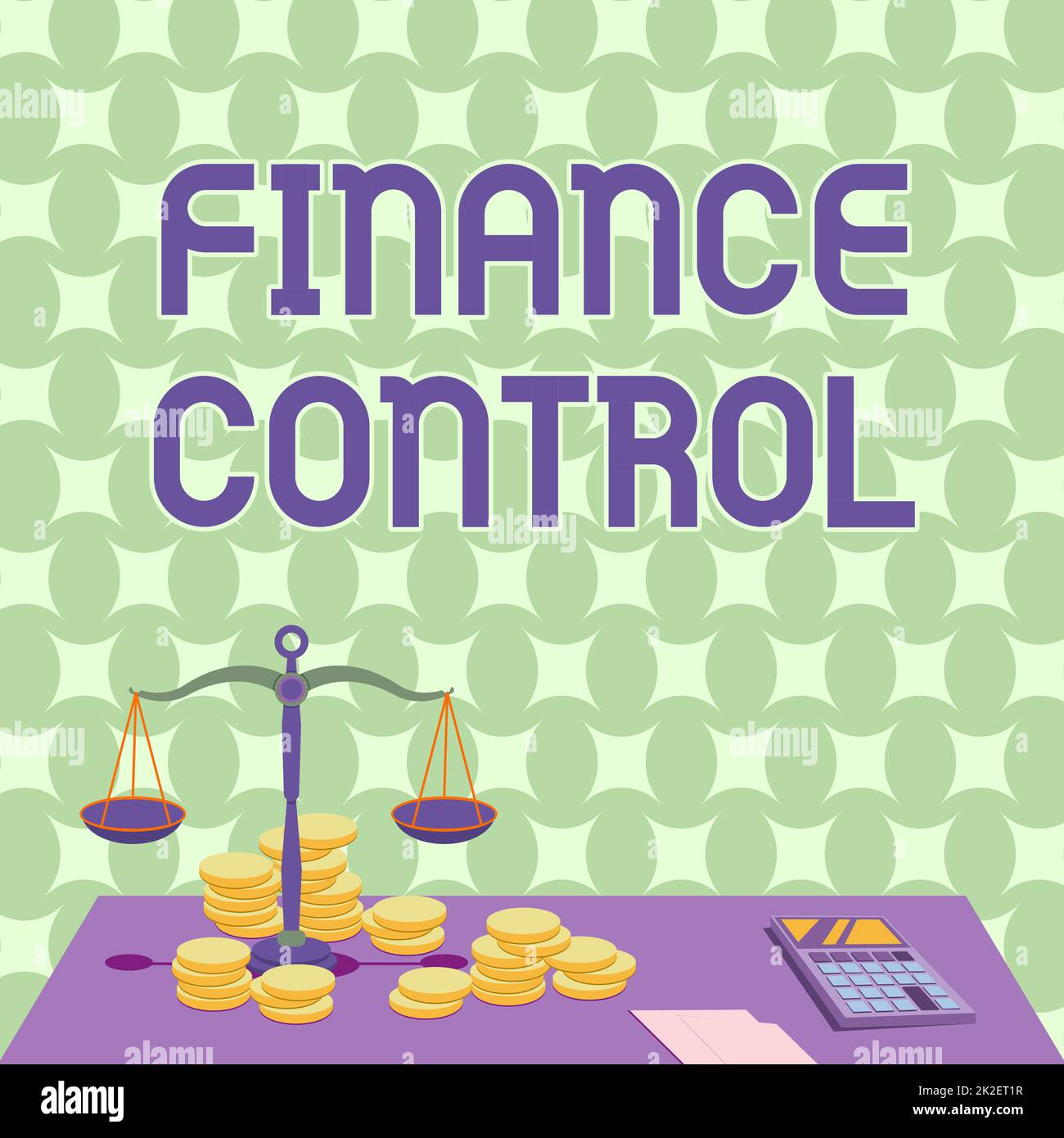 Sign displaying Finance Control. Business overview procedures that are implemented to manage finances Balance Scale Surrounded By Coins Calculator Counting Financial Mortgages. Stock Photo