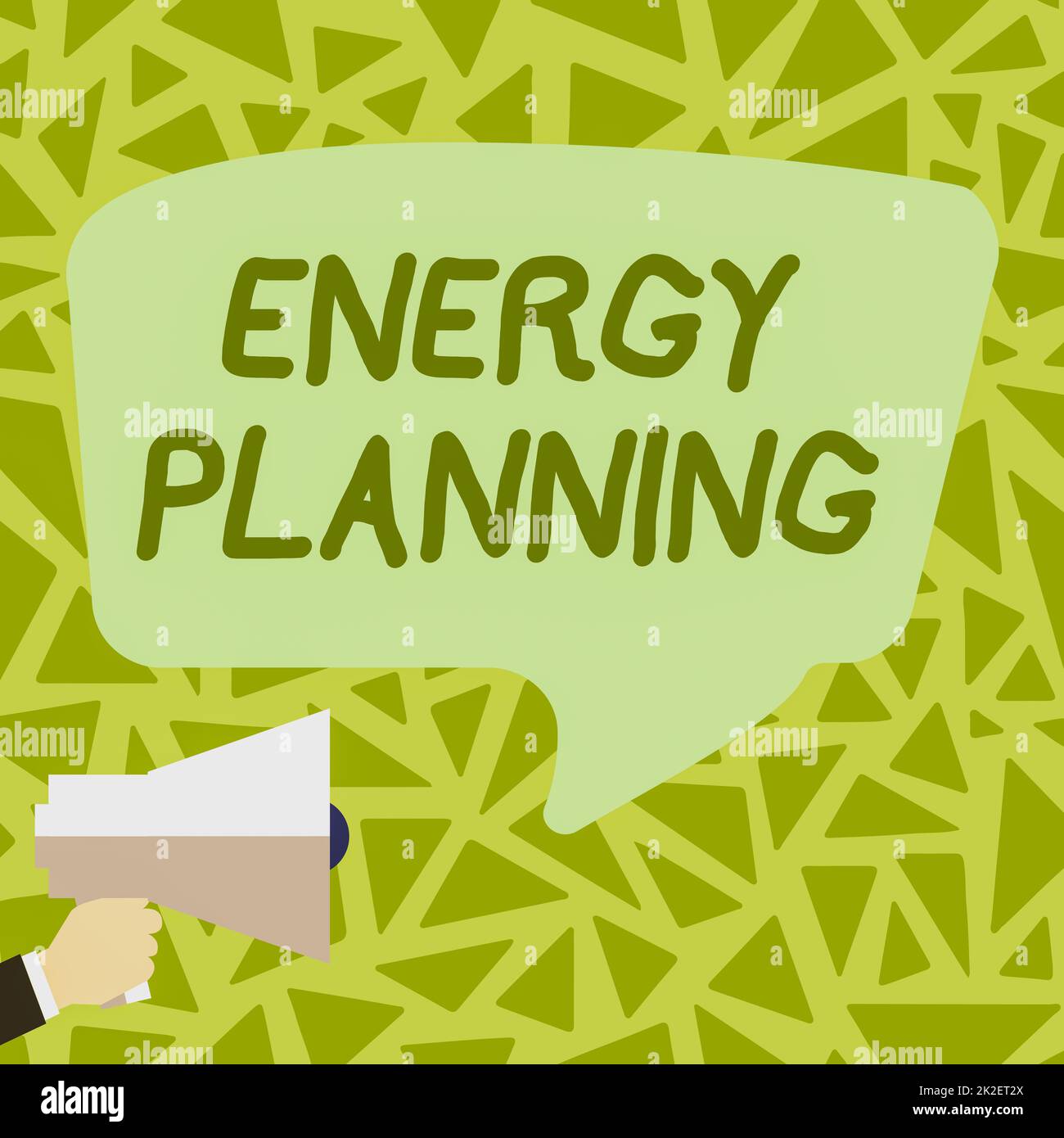 Text caption presenting Energy Planning. Concept meaning making of a strategy and plan for the consumption of energy Loud Megaphone Making New Wonderful Announcement To The Public Stock Photo