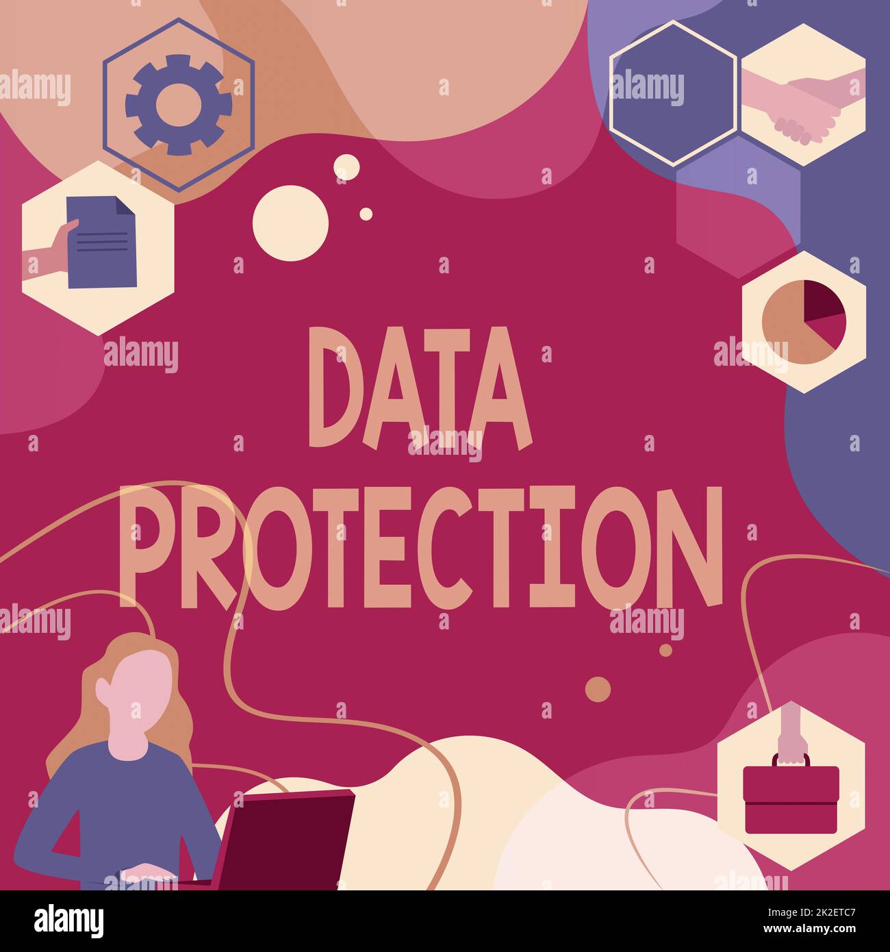 Writing displaying text Data Protection. Business approach Protect IP addresses and personal data from harmful software Woman Innovative Thinking Leading Ideas Towards Stable Future. Stock Photo