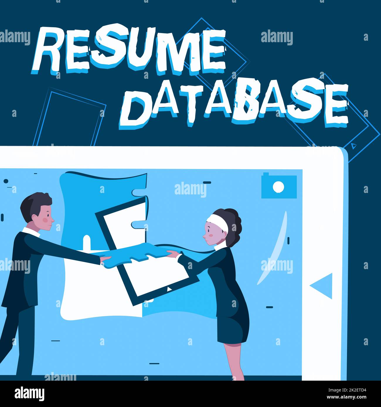 Conceptual caption Resume Database. Conceptual photo database of candidates that you can search by skillset Colleagues Building New Project Plans Presenting Latest Ideas. Stock Photo