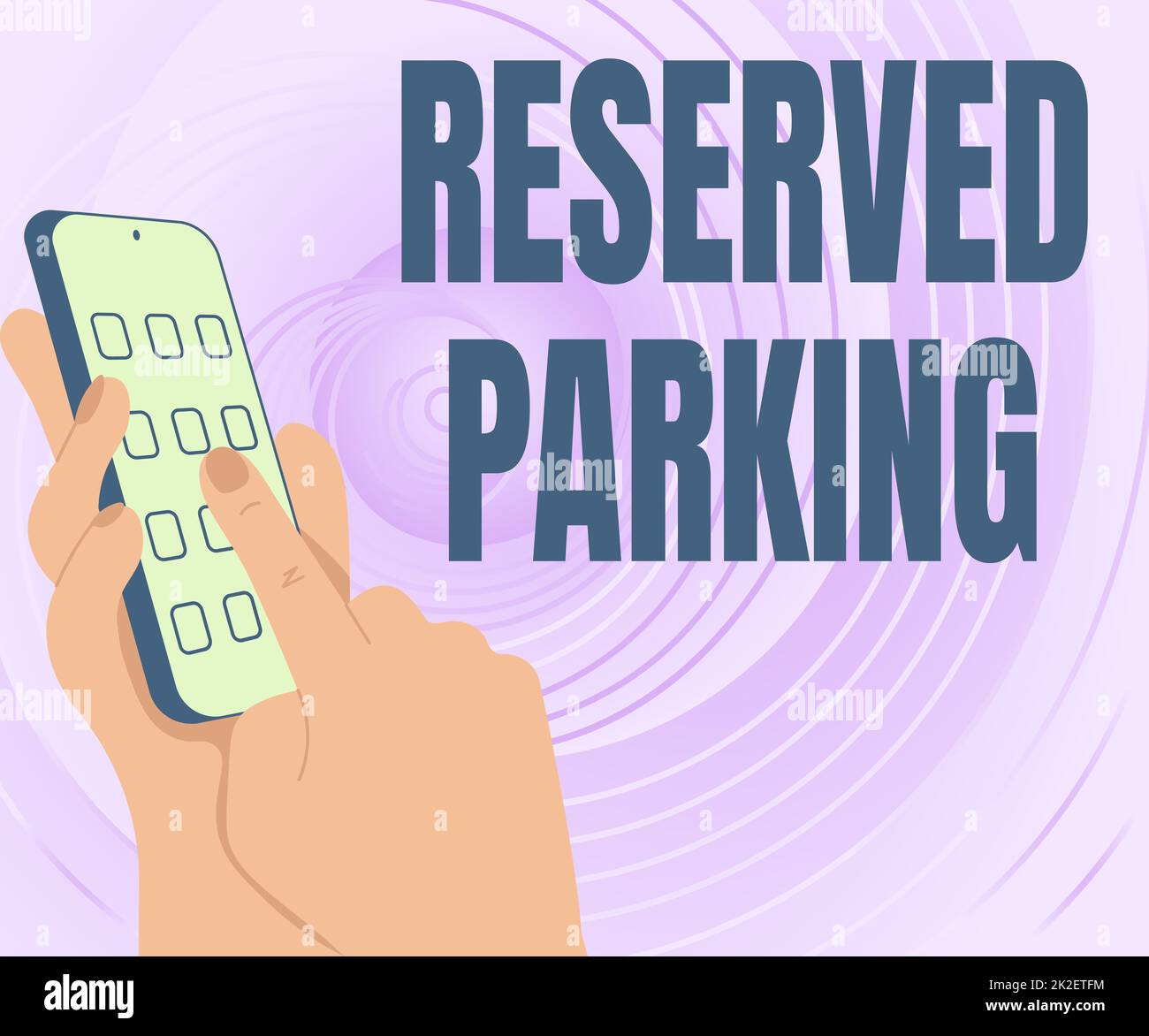 Handwriting text Reserved Parking. Business idea parking spaces that are reserved for specific individuals Hands Holding Technological Device Pressing Application Button. Stock Photo