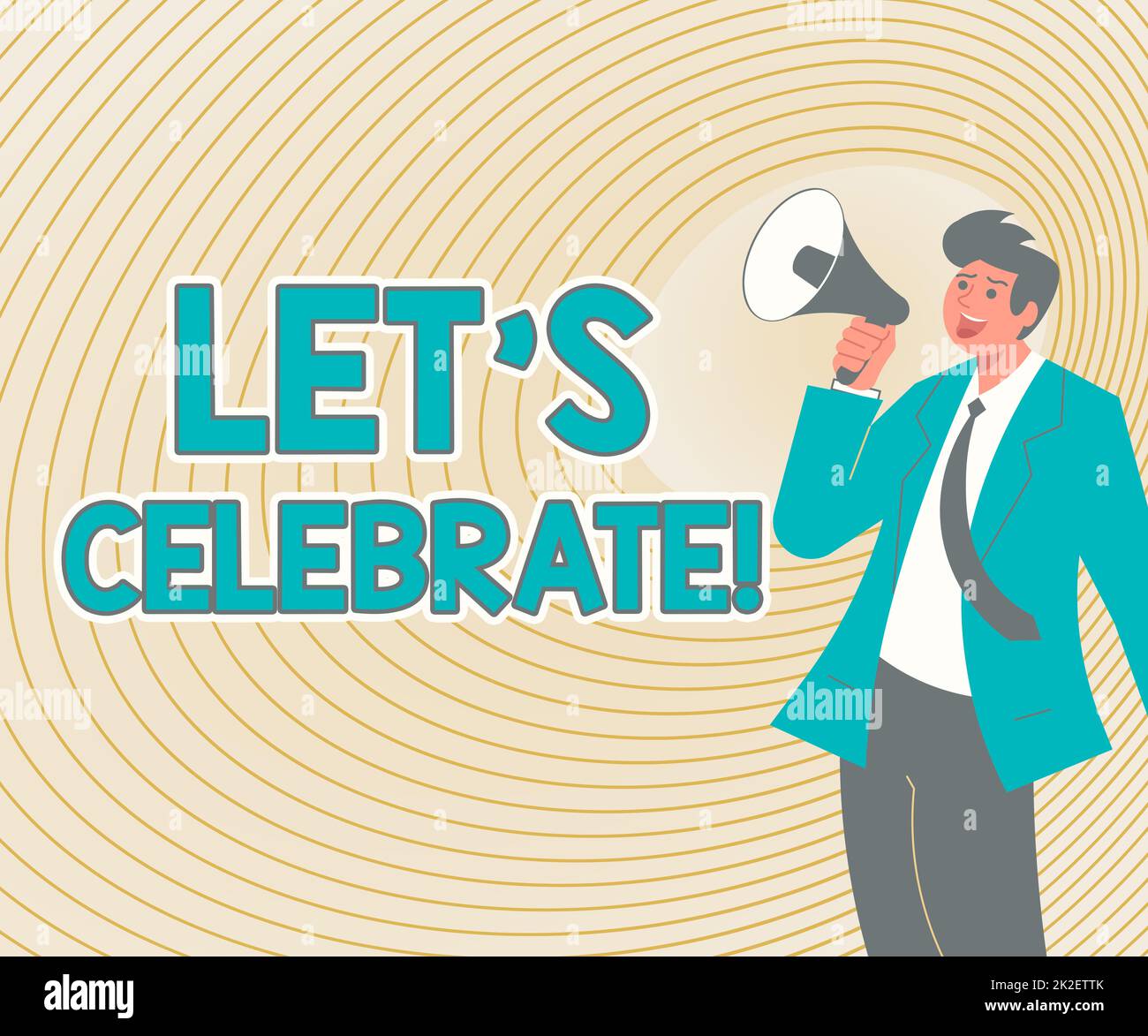 Sign displaying Let S Celebrate. Business concept party or other social event on a special day or occasion Illustration Of A Man Pointing Away Holding Megaphone Making New Announcement Stock Photo