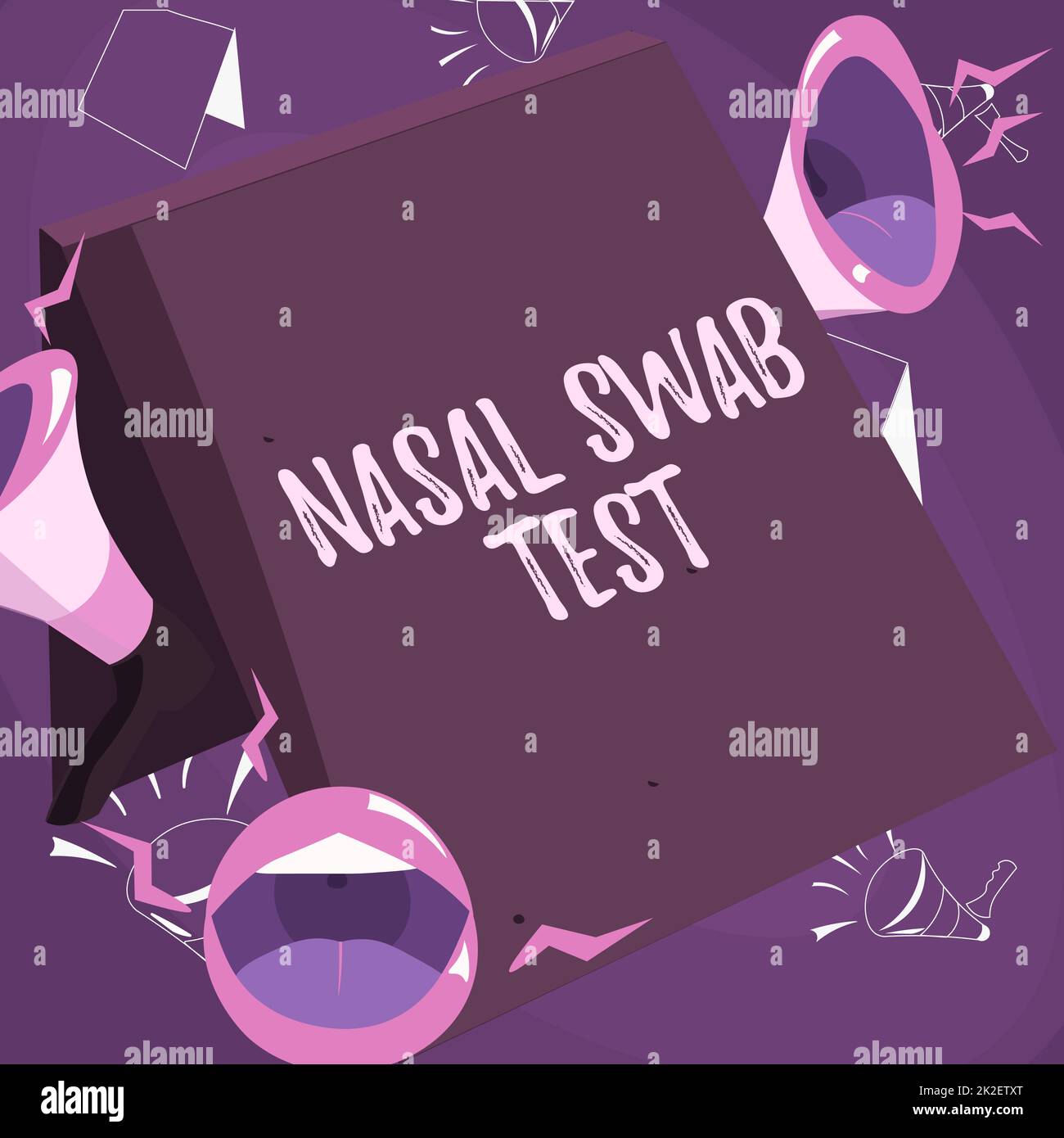 Text showing inspiration Nasal Swab Test. Business approach diagnosing an upper respiratory tract infection through nasal secretion Lips Megaphones Loudly Making New Announcement To The Public. Stock Photo
