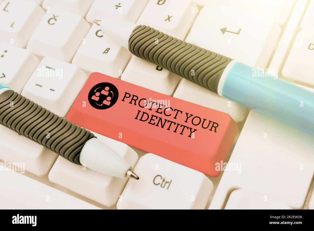 Text sign showing Protect Your Identity. Conceptual photo enabling privacy on your social media accounts Typing Program Functional Descriptions, Creating New Email Address Stock Photo