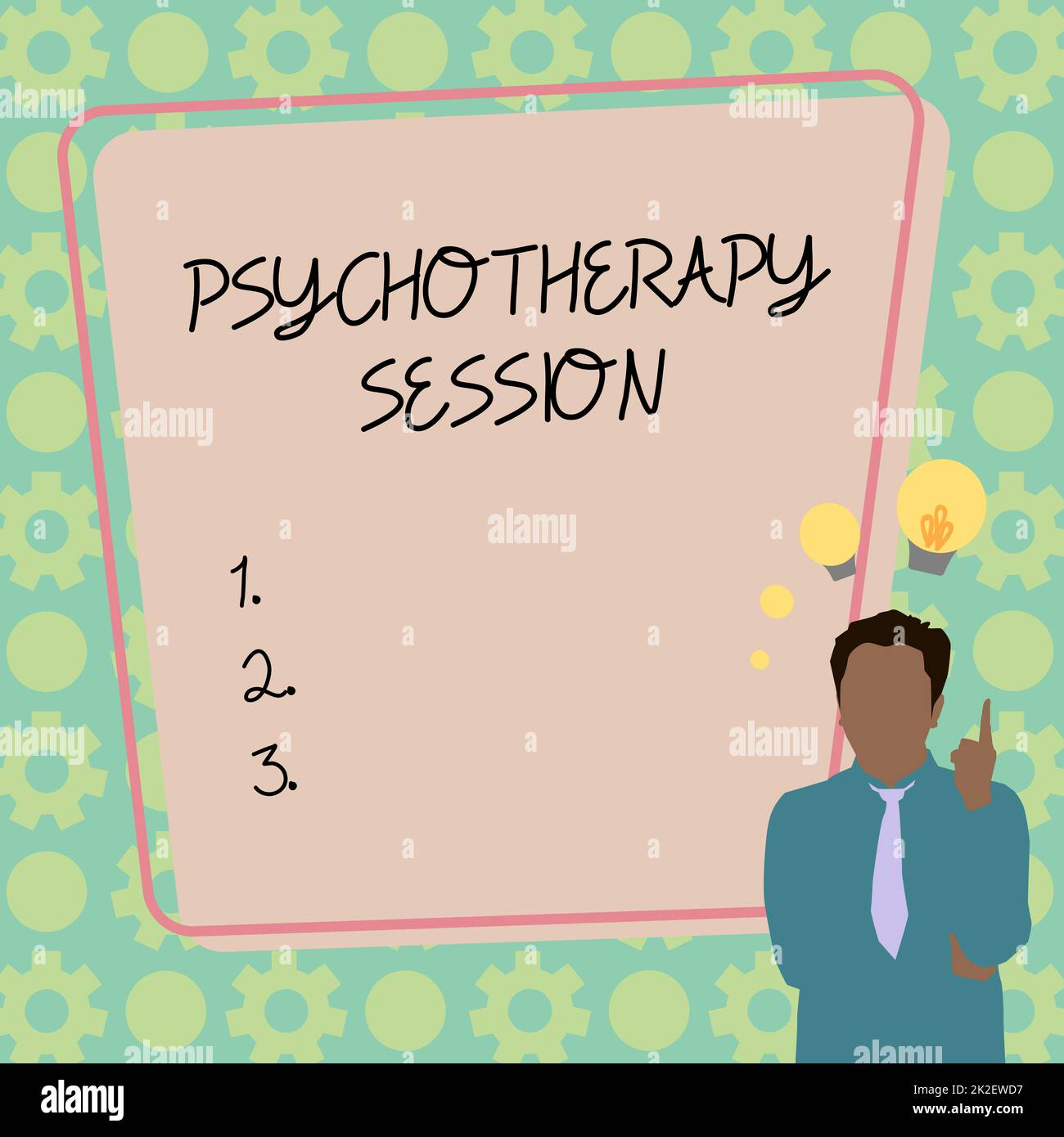 Conceptual display Psychotherapy Session. Business approach treatments that can help with mental health problems Illustration Of A Businessman Standing Coming Up With New Amazing Ideas. Stock Photo