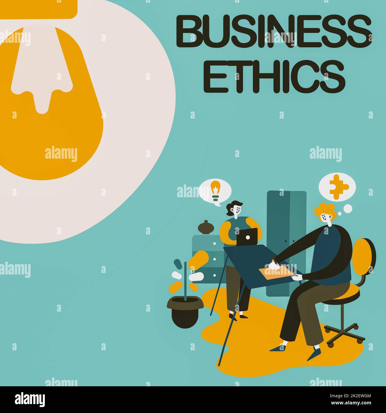 Inspiration showing sign Business Ethics. Business overview Moral principles that guide the way a business behaves Partners Sharing New Ideas For Skill Improvement Work Strategies. Stock Photo