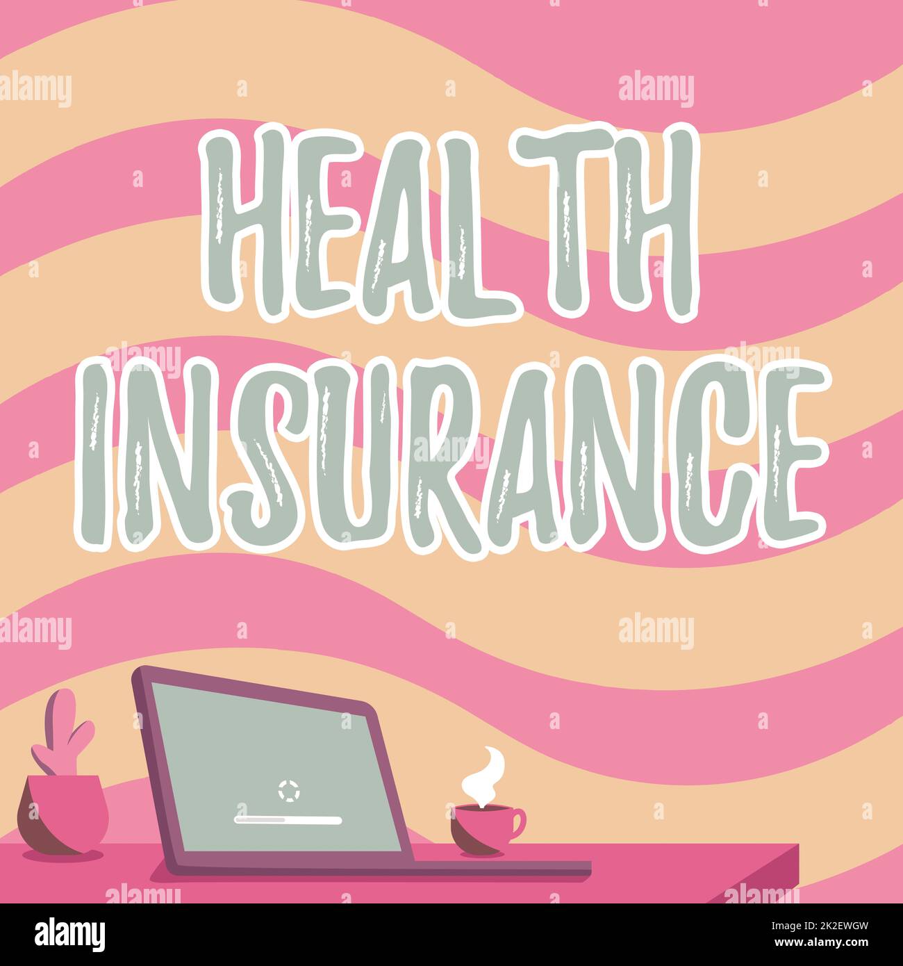 Writing displaying text Health Insurance. Word Written on coveragethat pays for medicaland surgical expenses Office Desk Drawing With Laptop Pen Holder And An Open And Arranged Stock Photo