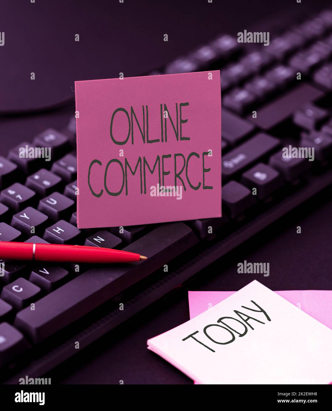 Conceptual display Online Commerce. Business overview activity of buying or selling of products on online services Typing Program Schedule, Retyping And Debugging Program String Codes Stock Photo
