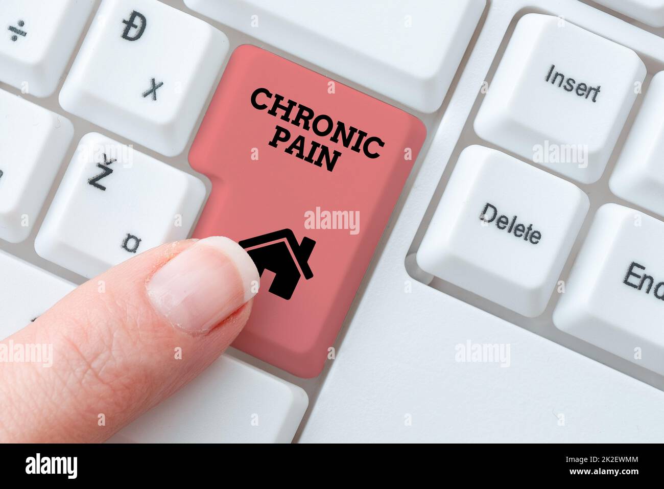 Conceptual caption Chronic Pain. Conceptual photo discomfort that persists or progresses over a long period Retyping Download History Files, Typing Online Registration Forms Stock Photo