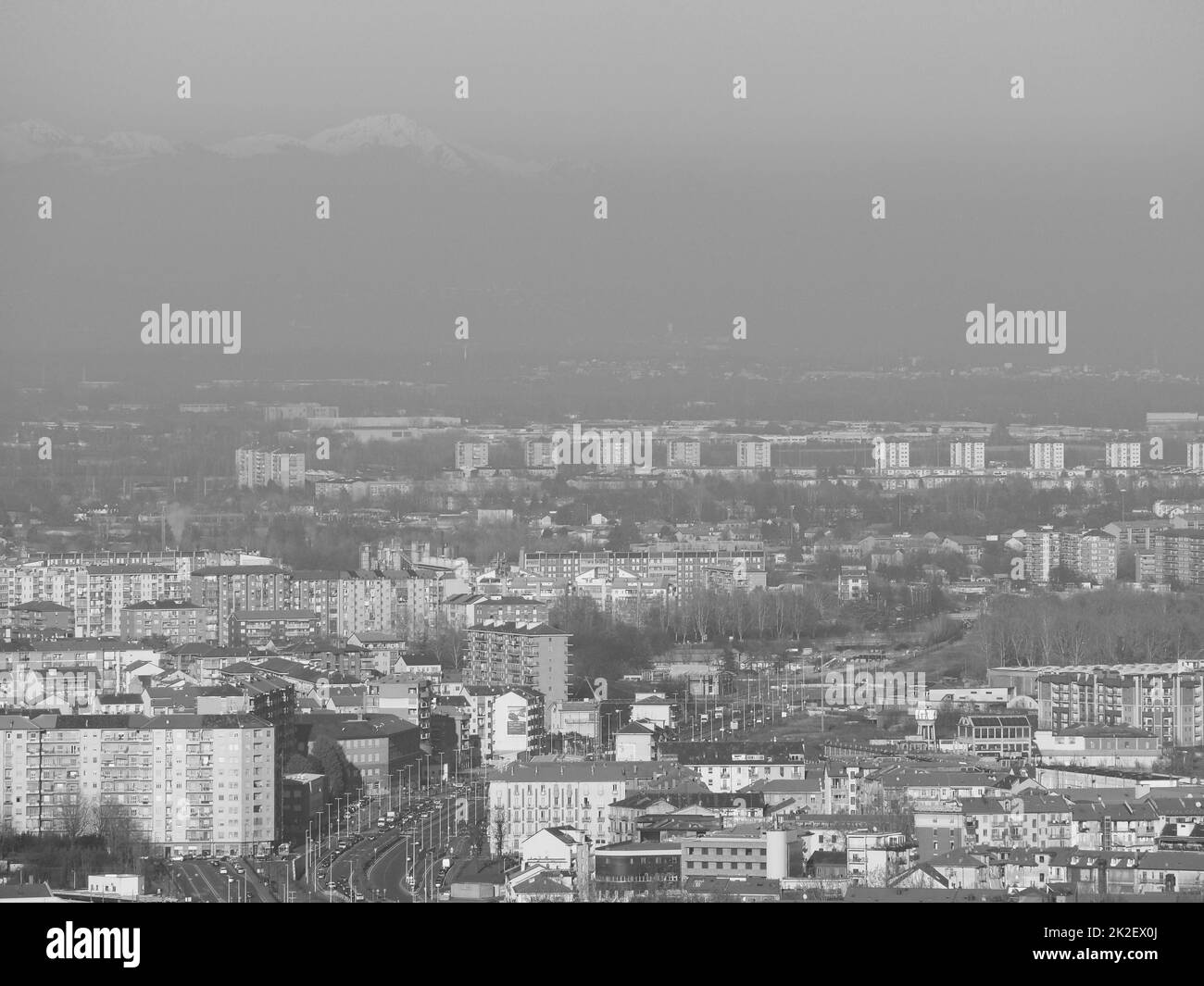 Aerial view of Turin in black and white Stock Photo - Alamy