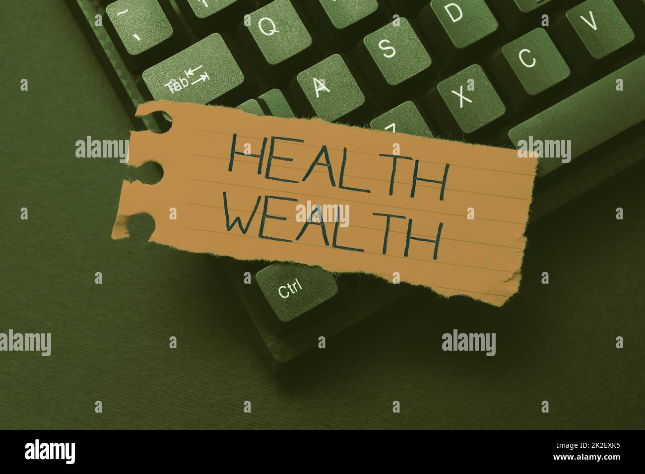 Text sign showing Health Wealth. Word for healthy mind and body can bring you wealth and happiness Typing Program Code Script, Abstract Downloading New Online Journal Stock Photo