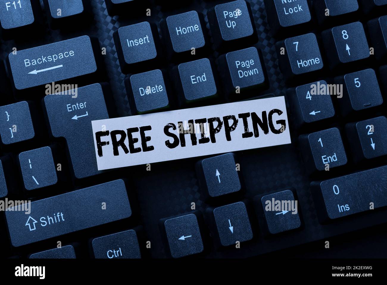 Writing displaying text Free Shipping. Business concept retailing strategy primarily used to attract more customers Creating Social Media Comment Message, Typing Fun Questions And Answers Stock Photo