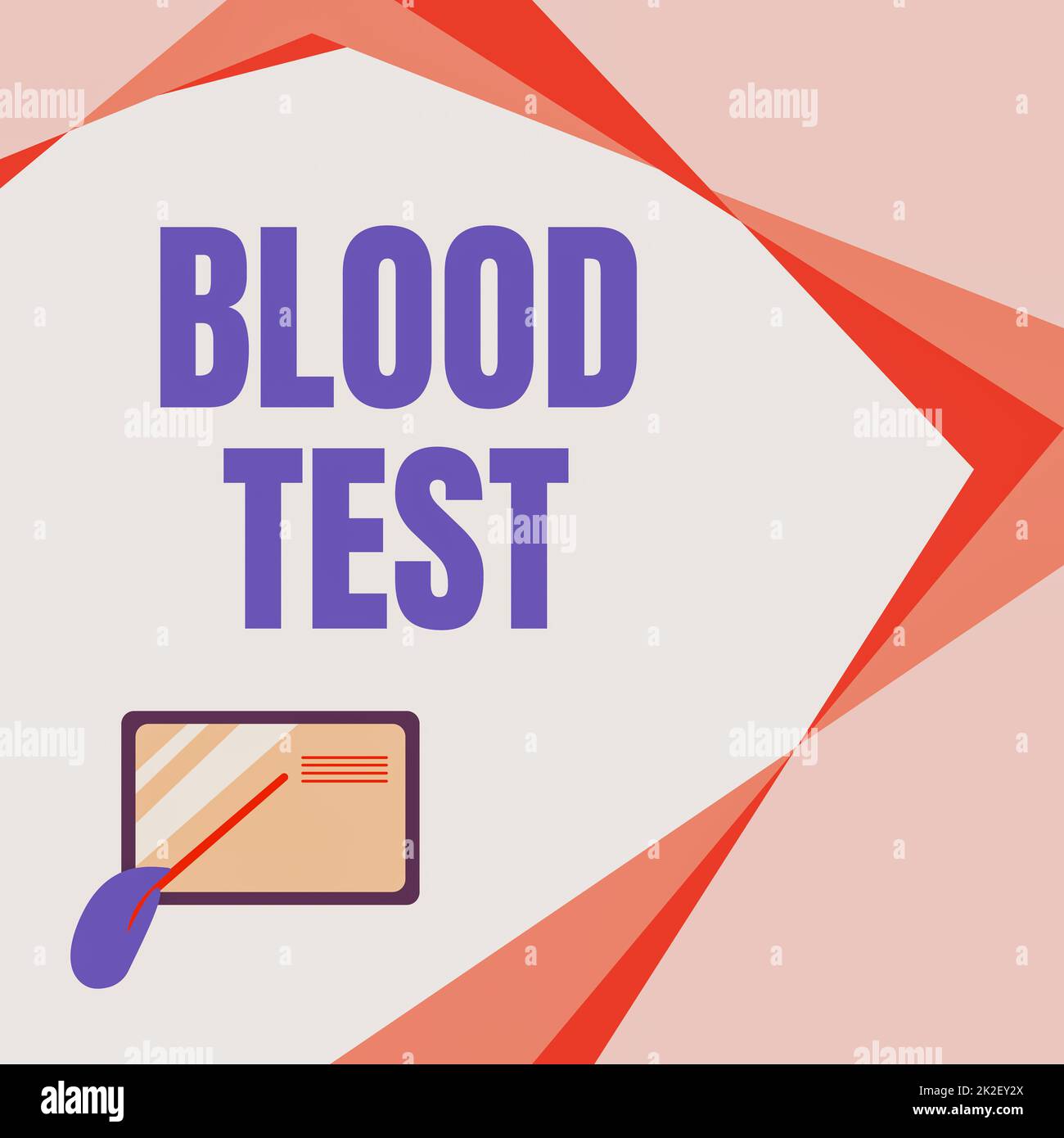 Text showing inspiration Blood Test. Conceptual photo Extracted blood sample from an organism to perfom a laboratory analysis Card Drawing With Hand Pointing Stick At Small Details. Stock Photo