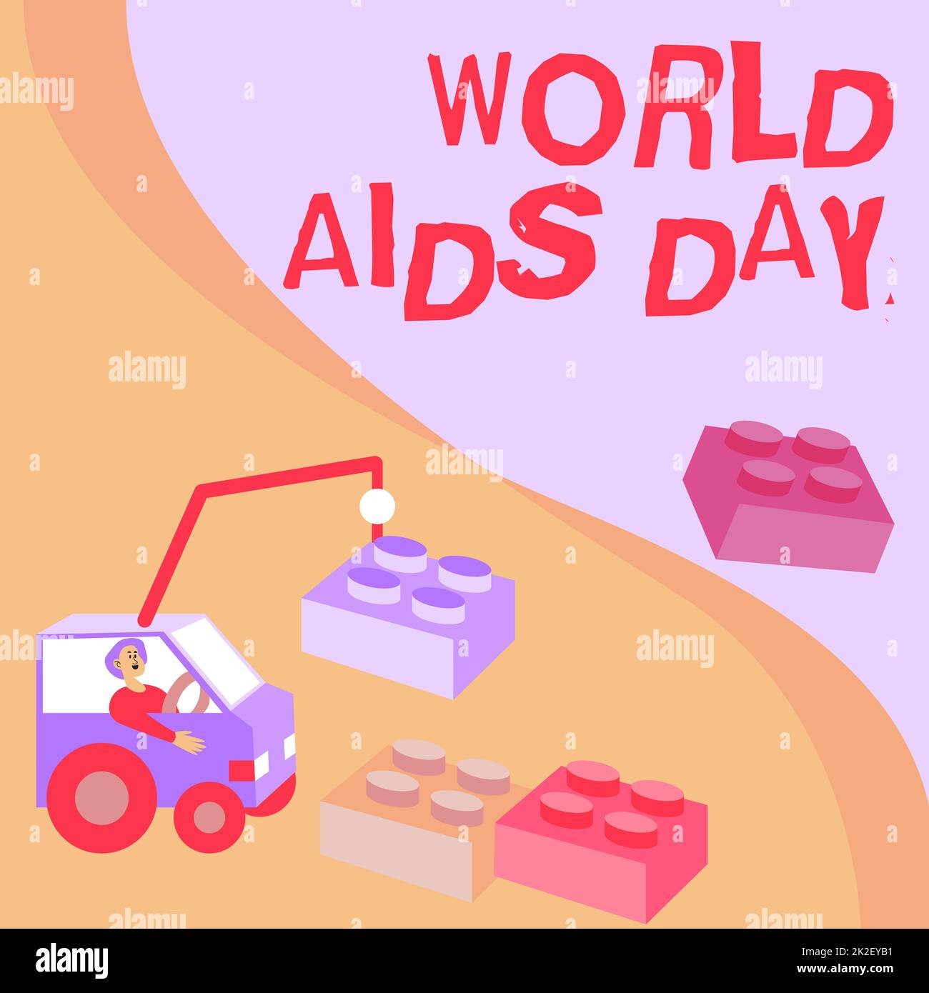 Hand writing sign World Aids Day. Conceptual photo World Aids Day Man In Crane Moving Around Blocks Presenting New Ideas. Stock Photo