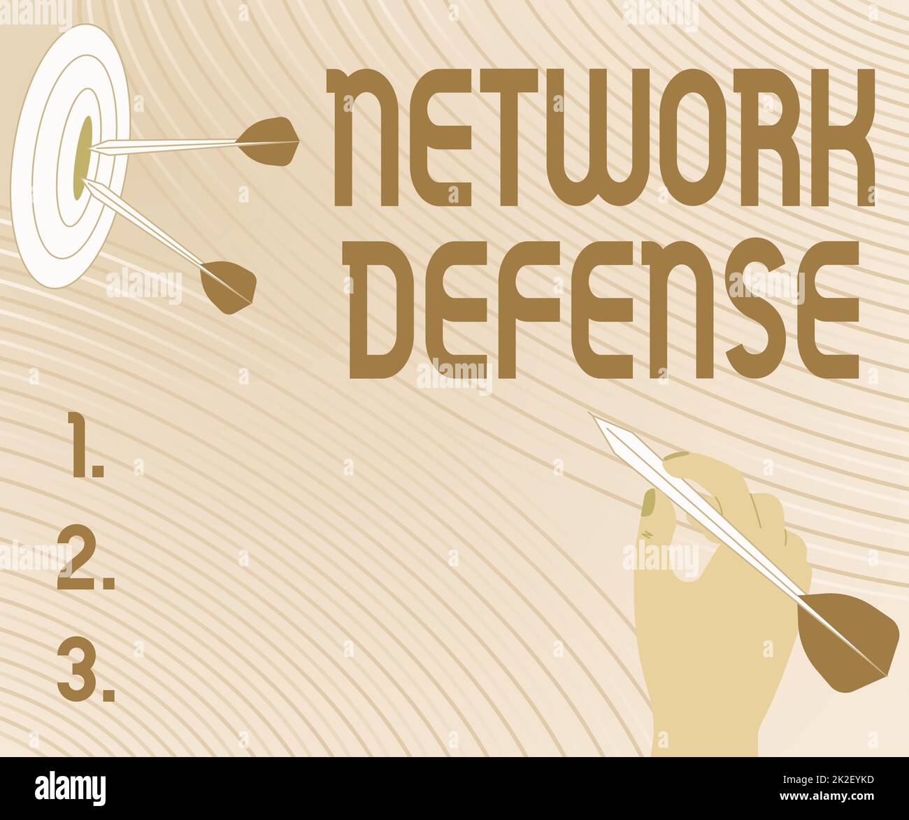 Conceptual caption Network Defense. Concept meaning easures to protect and defend information from disruption Presenting Message Hitting Target Concept, Abstract Announcing Goal. Stock Photo