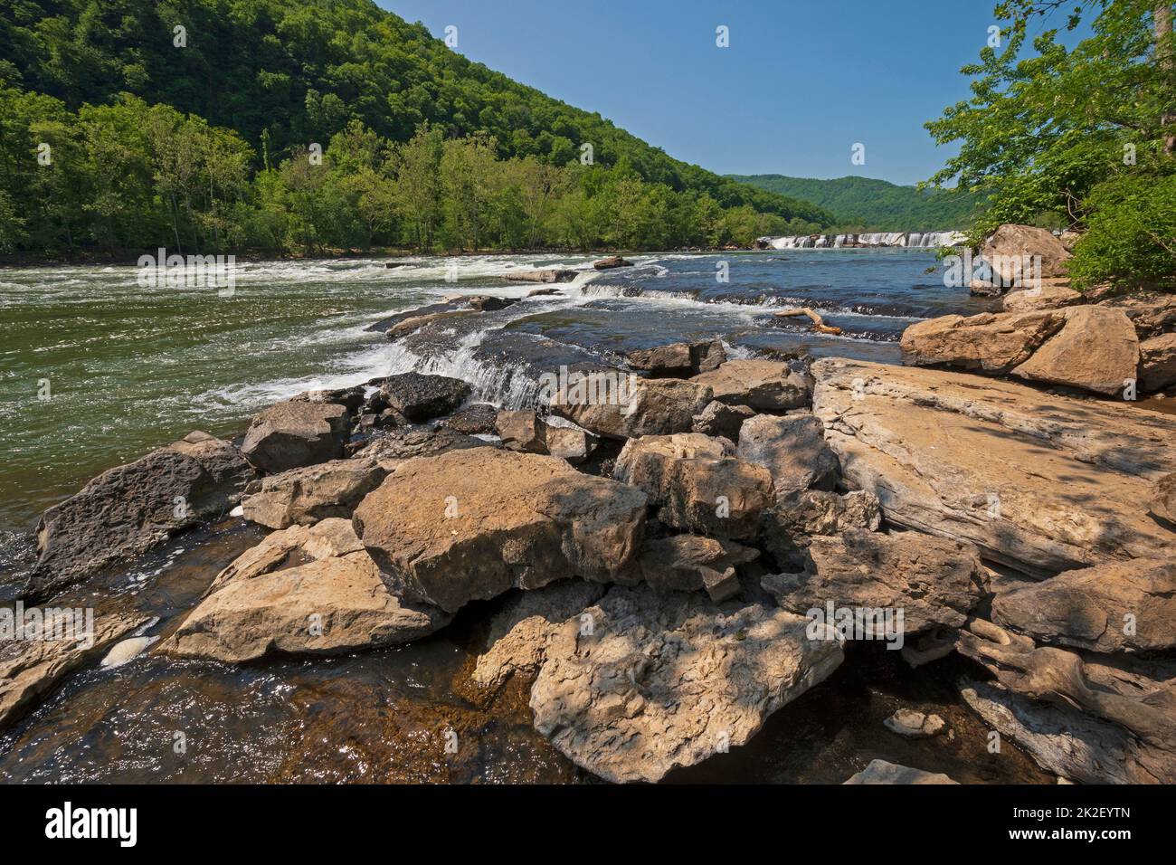 Fast Moving Water on a Mountain River Stock Photo