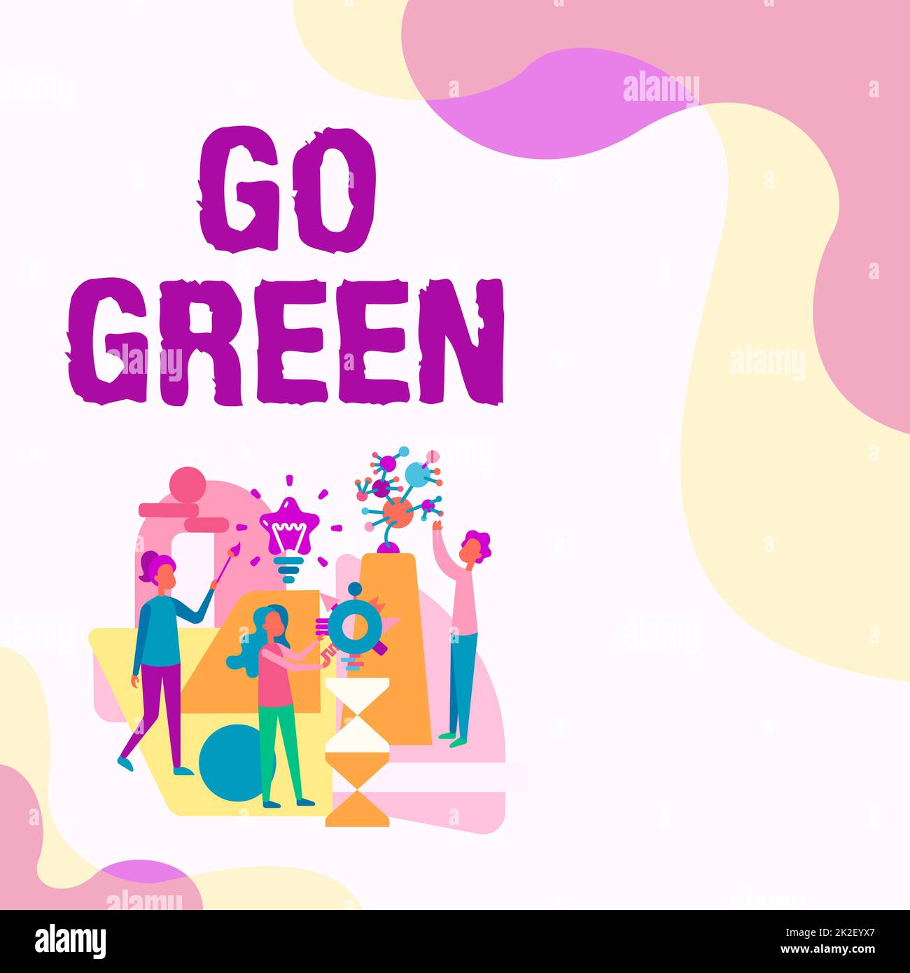 Sign displaying Go Green. Business concept making more environmentally friendly decisions as reduce recycle Three Collagues Illustration Practicing Hand Crafts Together. Stock Photo