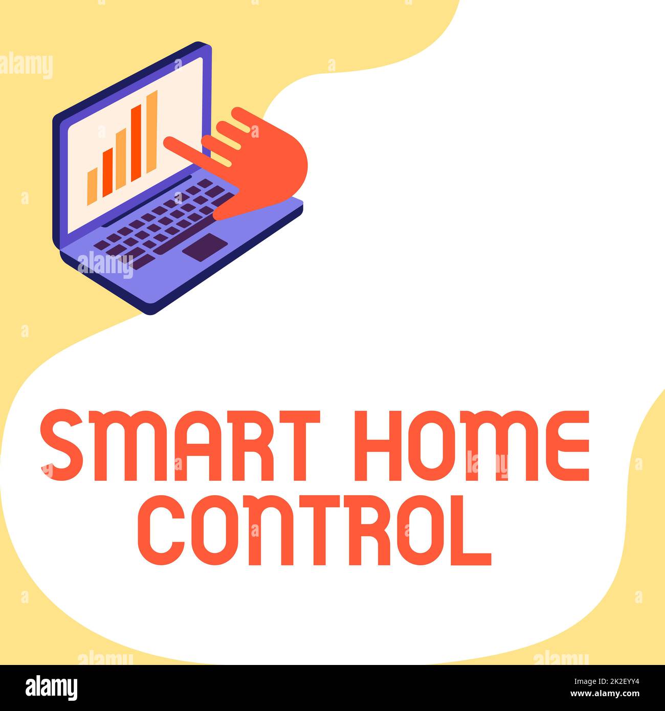 Conceptual display Smart Home Control. Conceptual photo provides owners security comfort and energy efficiency Laptop Drawing Showing Graph Growth Hand Pointing Screen. Stock Photo
