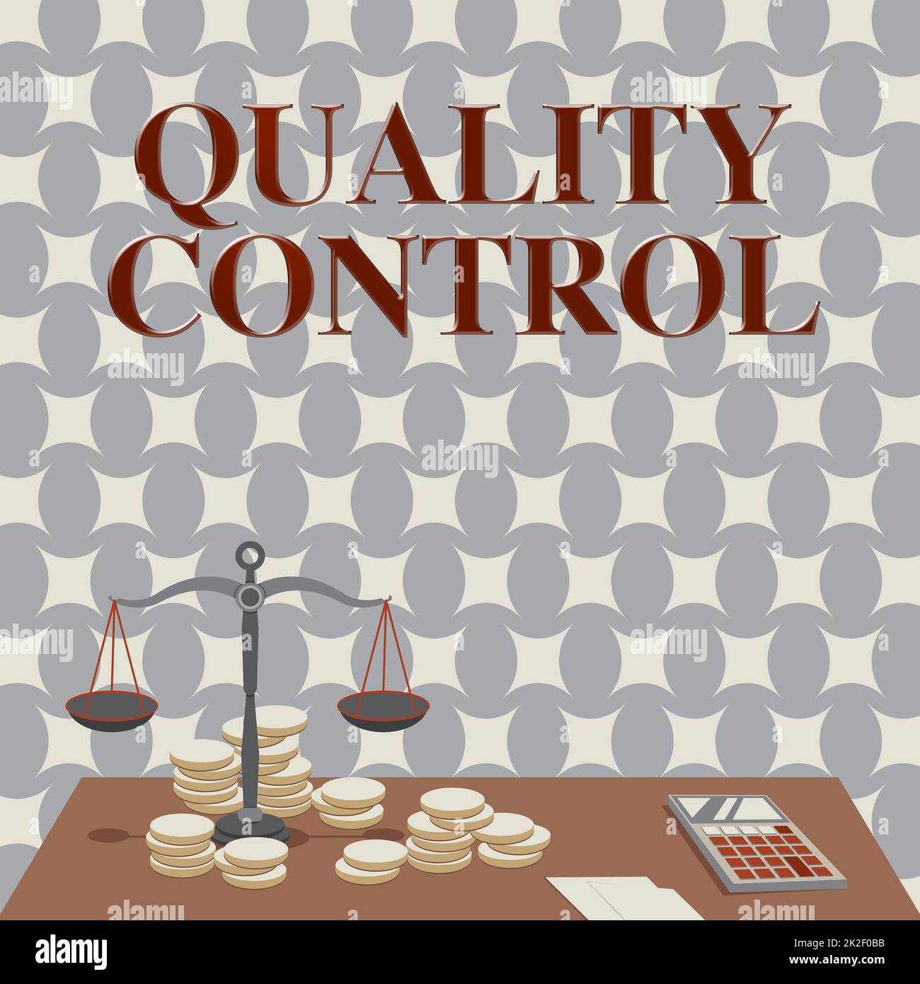 Conceptual display Quality Control. Concept meaning insure that product