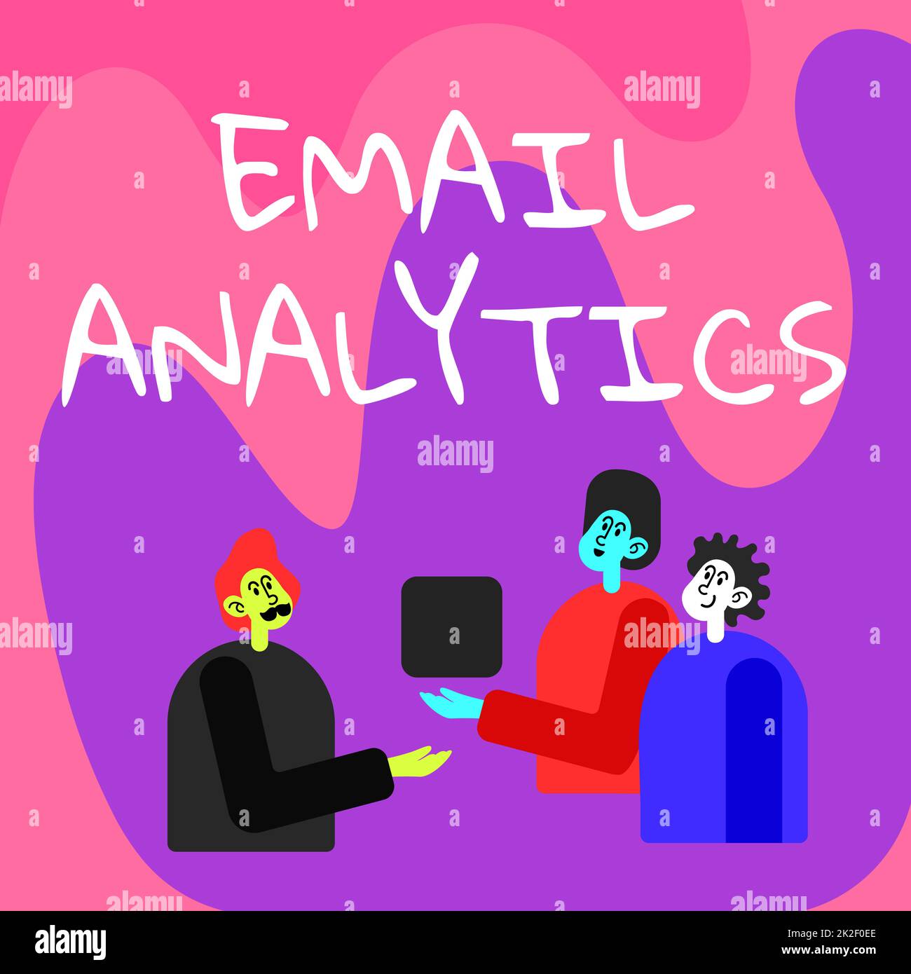Text sign showing Email Analytics. Business concept way to break down open rate to give insights on recipient Colleagues Displaying Cube Representing Teamwork Discussing Future Project. Stock Photo