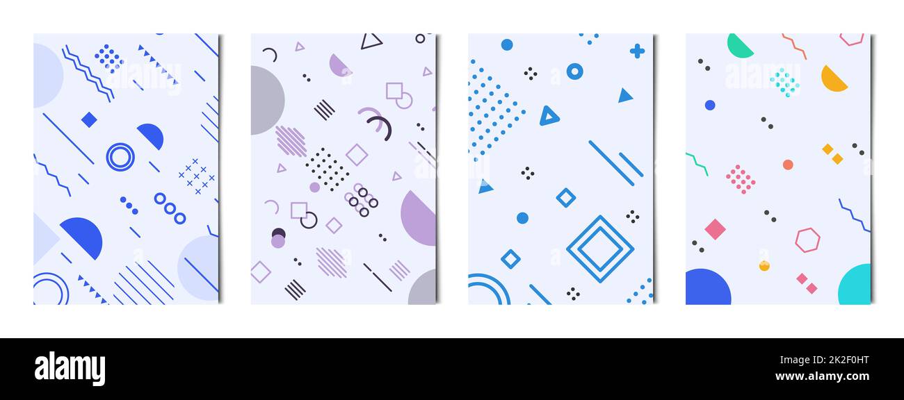 Set of 4 pcs abstract geometric shapes colorful backgrounds, templates ...