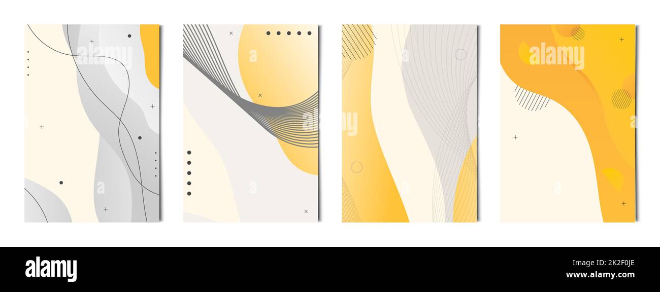 Set of 4 pcs abstract white orange geometric backgrounds, templates for advertising, business cards, textures - Vector Stock Photo