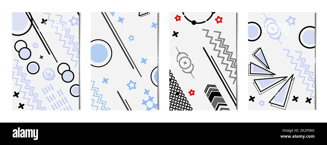 Set of 4 pcs abstract geometric shapes light backgrounds, templates for ...