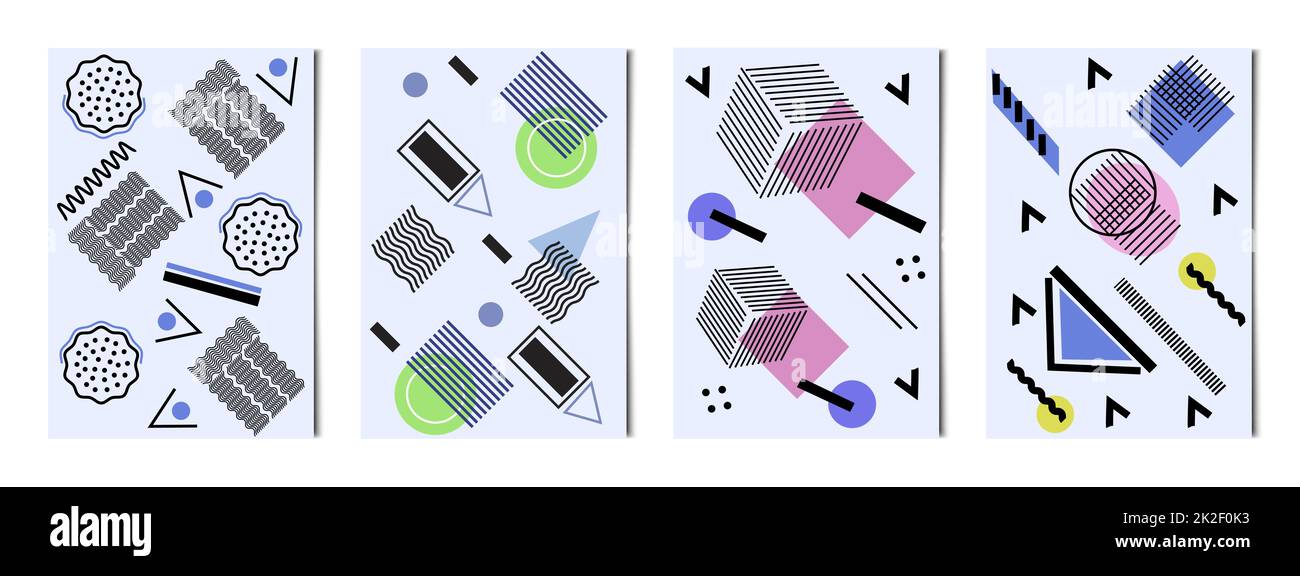 Set of 4 pcs abstract geometric shapes colorful backgrounds, templates ...