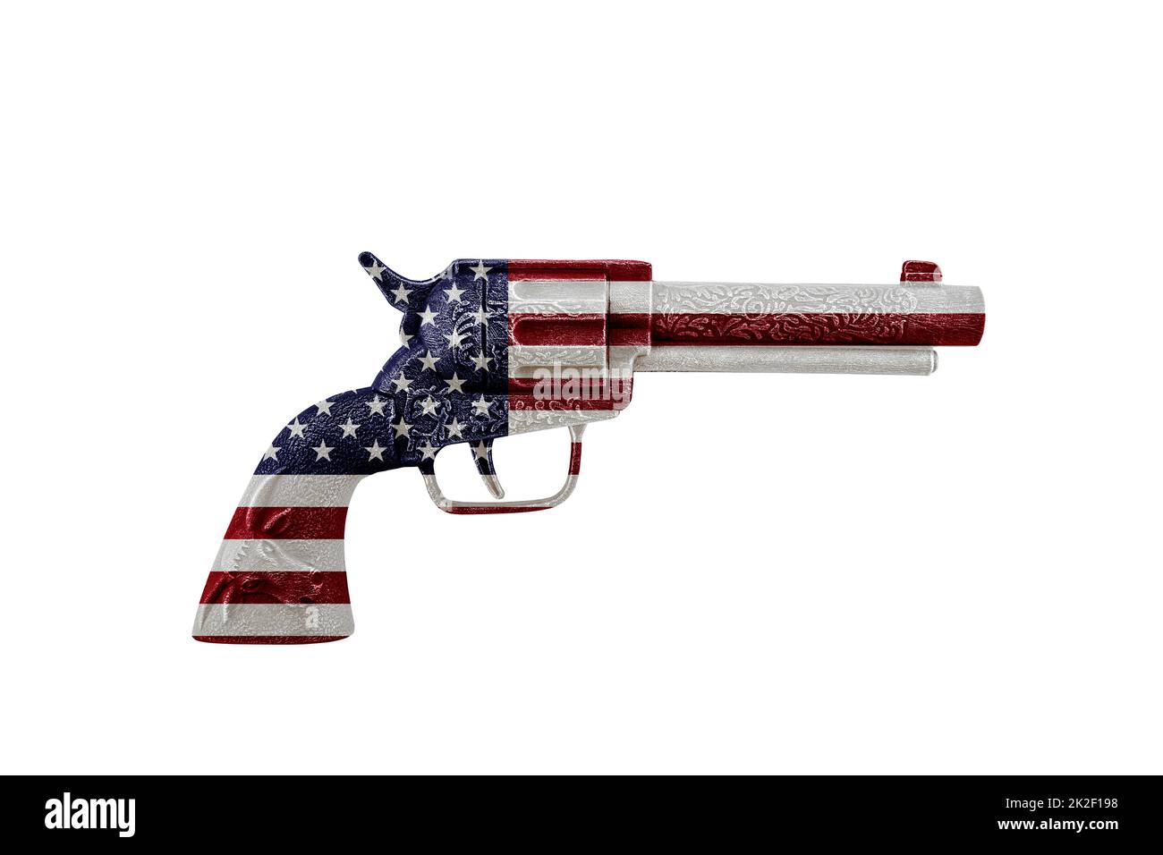 American revolver gun isolated on white background with clipping path Stock Photo