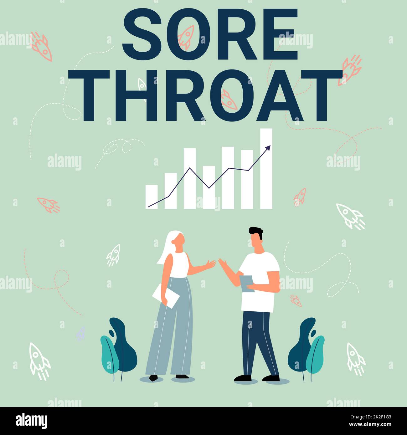 Sign displaying Sore Throat. Business idea Inflammation ot the pharynx and fauces resulted from an irritation Illustration Of Partners Sharing Wonderful Ideas For Skill Improvement. Stock Photo