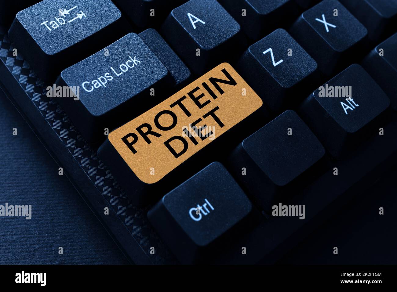 Sign displaying Protein Diet. Business approach low in fat or carbohydrate consumption weight loss plan Creating New Online Cookbook, Typing And Sharing Cooking Recipes Stock Photo