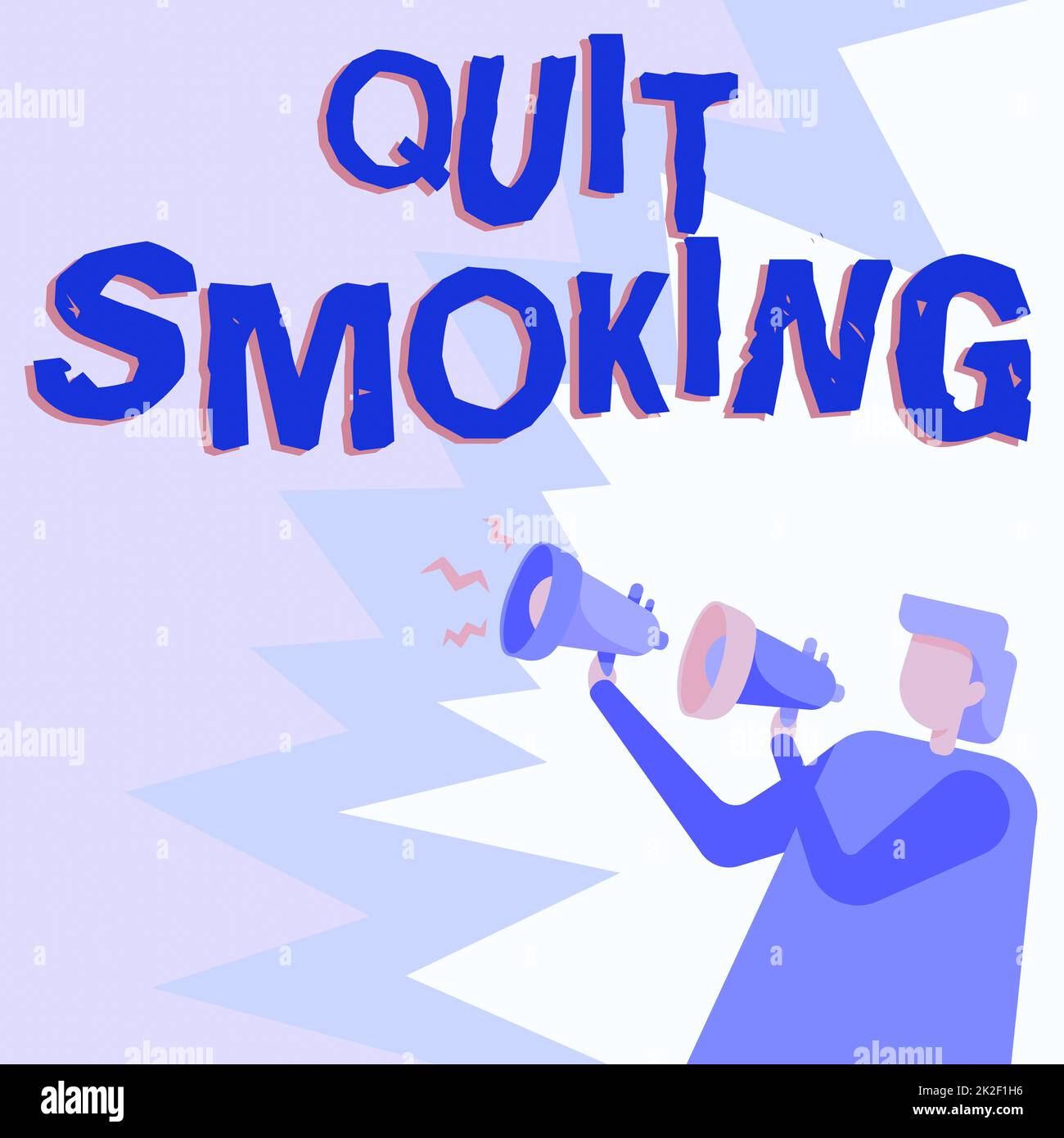 Text caption presenting Quit Smoking. Concept meaning process of discontinuing tobacco and any other smokers Businessman Drawing Holding A Pair Of Megaphones Making New Announcement. Stock Photo