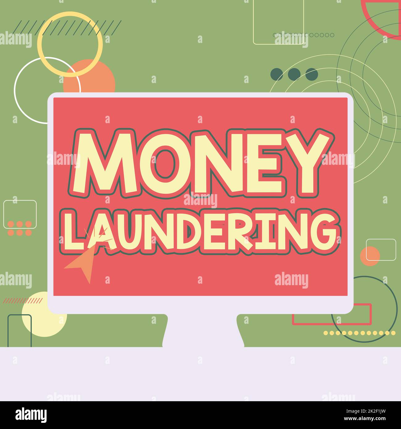 Inspiration showing sign Money Laundering. Word for concealment of the origins of illegally obtained money Illustration Of Cursor In Blank Screen Monitor Searching Ideas. Stock Photo