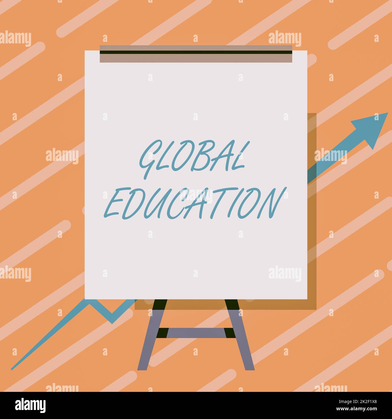 Conceptual caption Global Education. Business showcase ideas taught to enhance one s is perception of the world Whiteboard Drawing With Arrow Going Up Presenting Growing Graph. Stock Photo