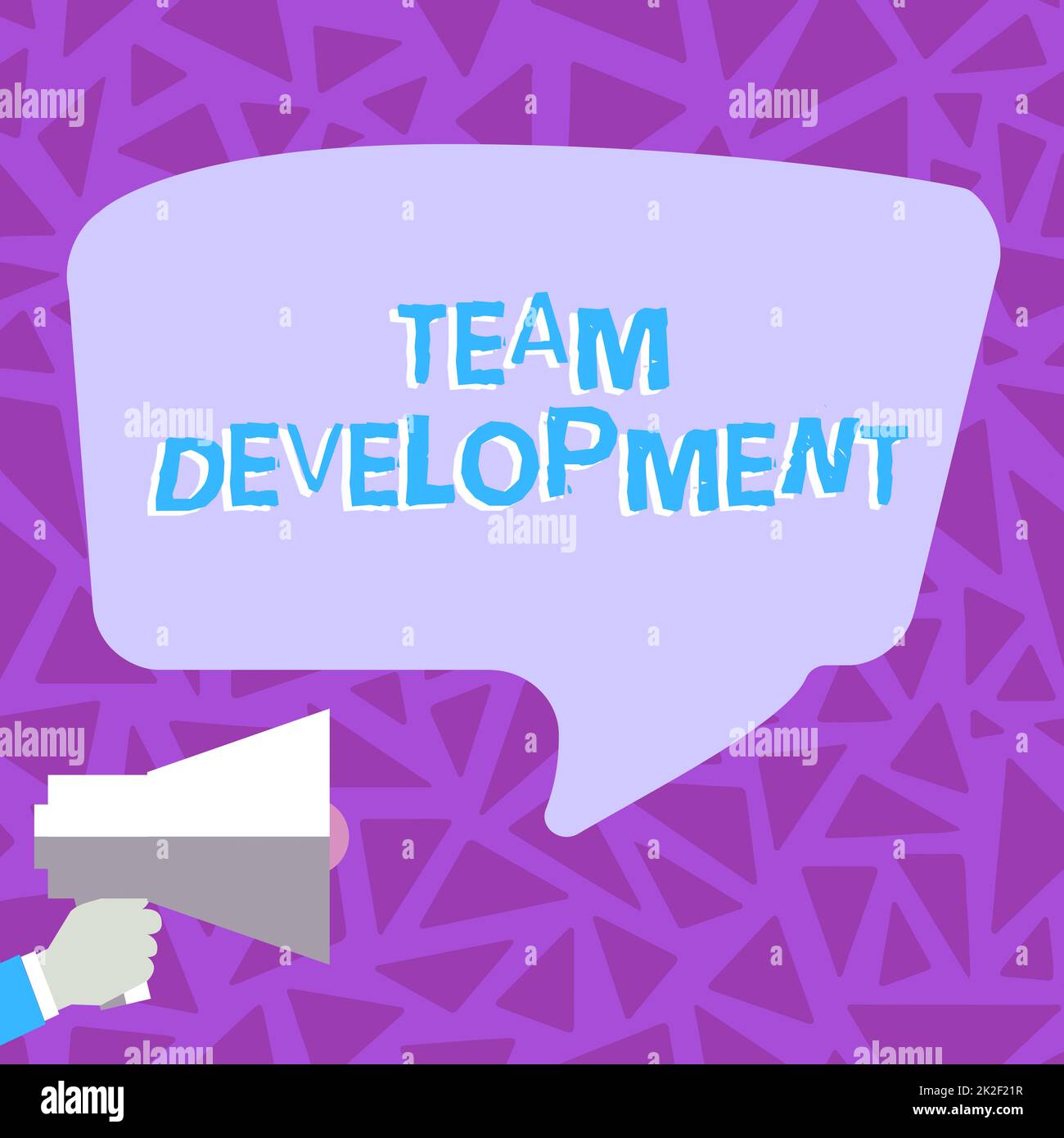 Handwriting text Team Development. Business approach learn why and how small groups change over time with graphs Loud Megaphone Making New Wonderful Announcement To The Public Stock Photo