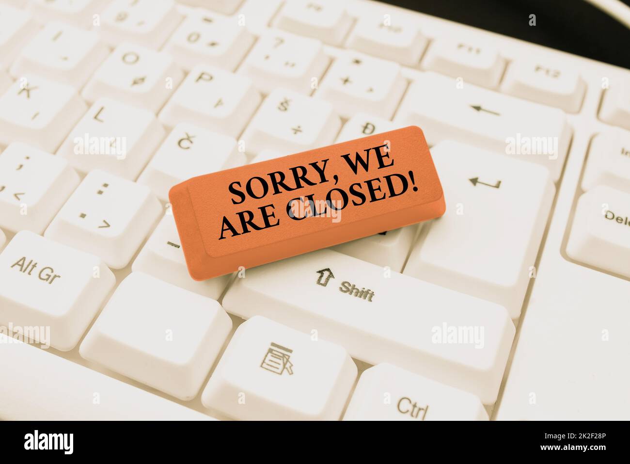 Sign displaying Sorry, We Are Closed. Conceptual photo apologize for shutting off business for specific time Editing Website Program Codes, Learning New Programming Language Stock Photo