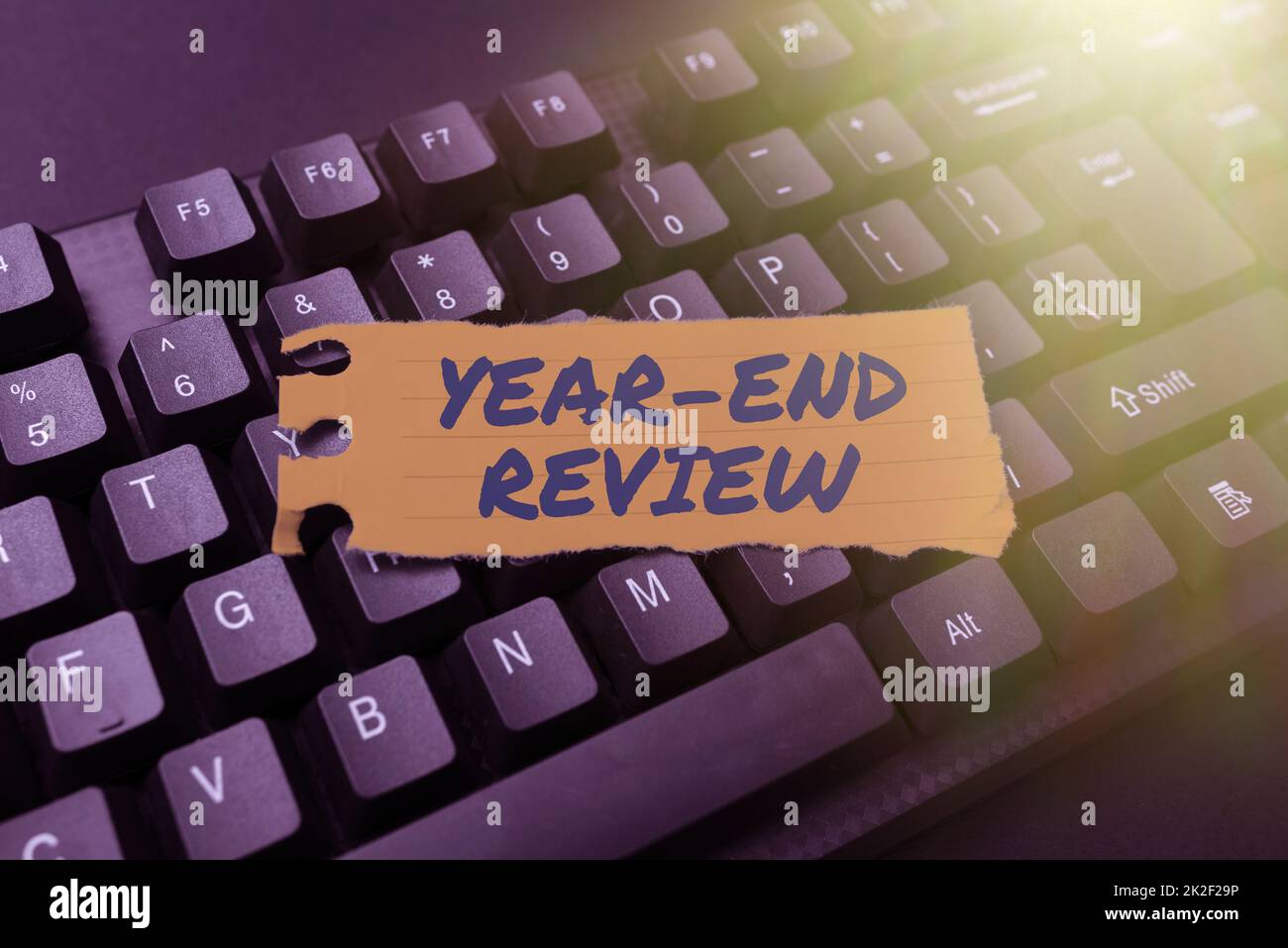 Text showing inspiration Year end Review. Internet Concept Year end Review Typing New Edition Of Informational Ebook, Creating Fresh Website Content Stock Photo