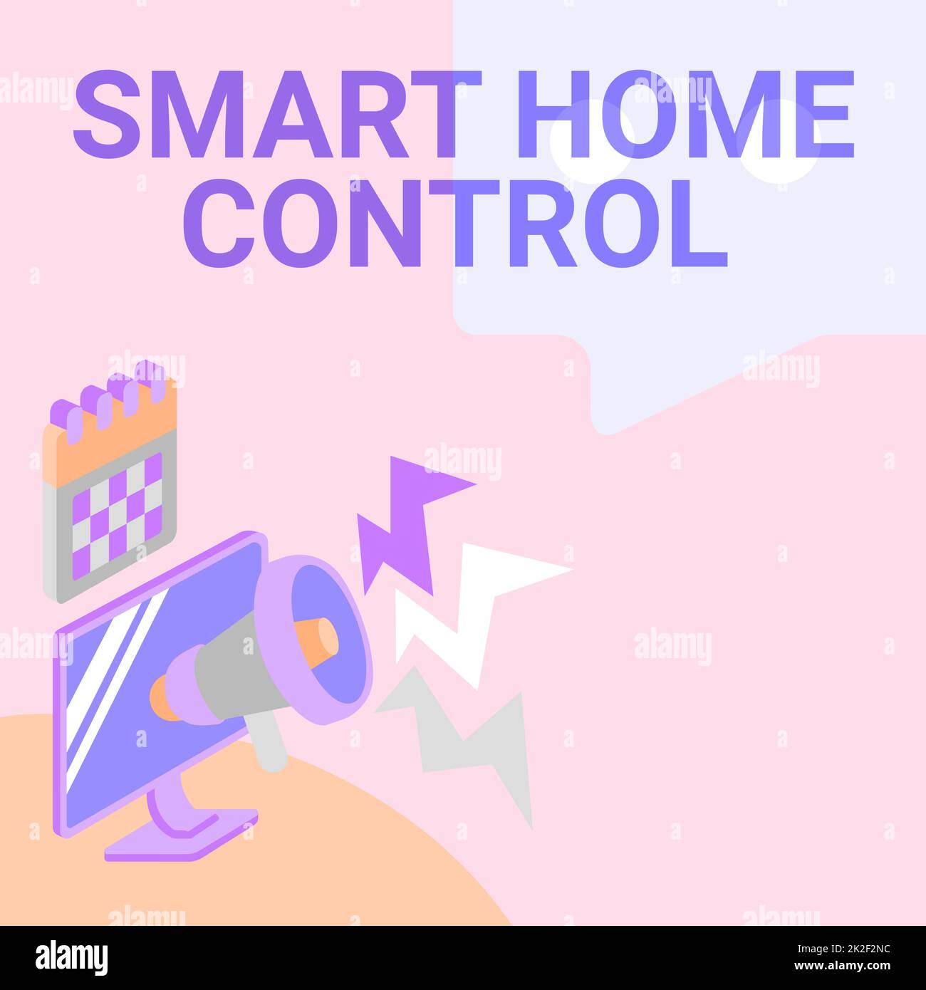 Handwriting text Smart Home Control. Concept meaning provides owners security comfort and energy efficiency Monitor Drawing With Megaphone Producing Lighting To Message . Stock Photo