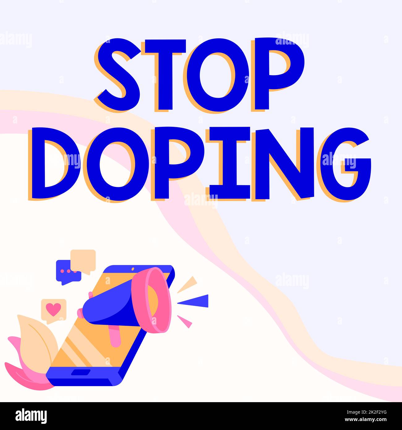 Text caption presenting Stop Doping. Word Written on do not use use banned athletic performance enhancing drugs Phone Drawing Sharing Comments And Reactions Through Megaphone. Stock Photo