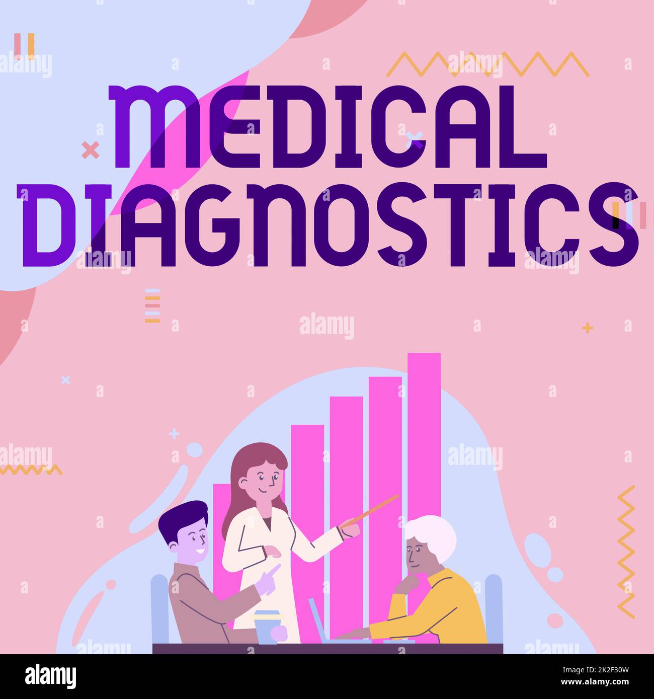 Text sign showing Medical Diagnostics. Conceptual photo a symptom or characteristic of value in diagnosis Lady Drawing Explaining To Her Teammate Process Steps. Stock Photo