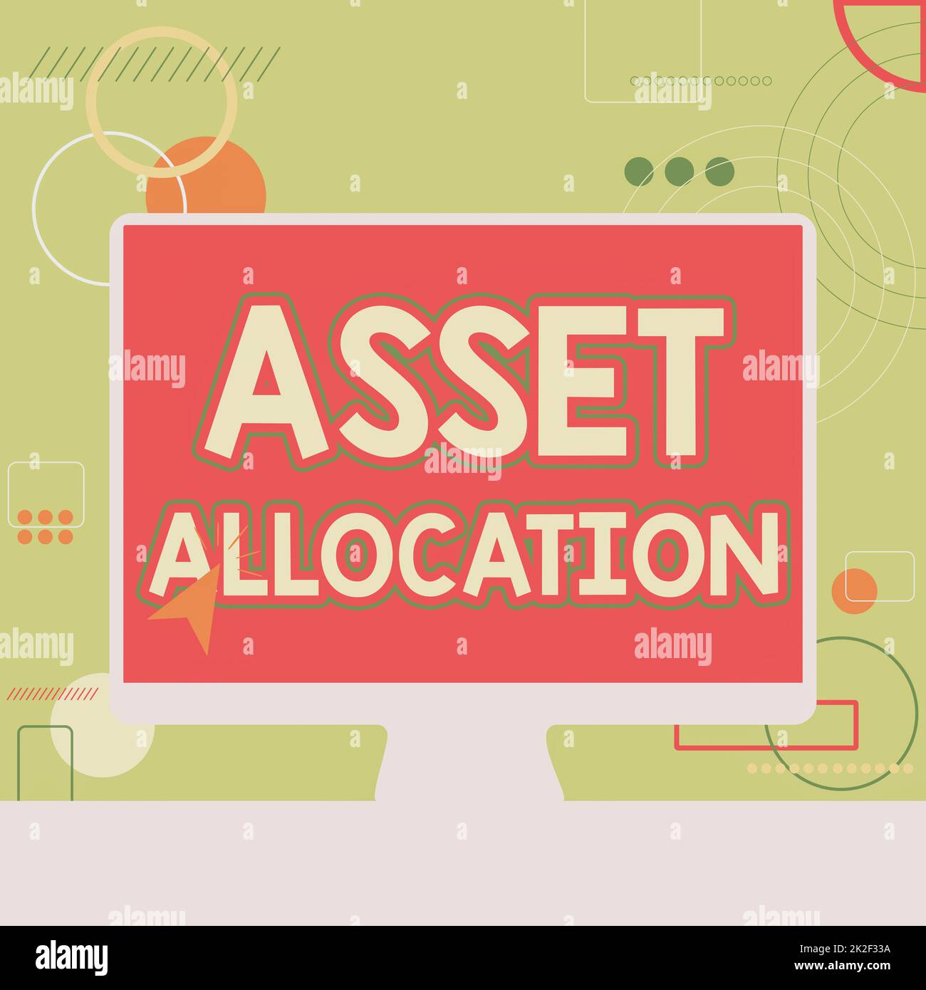 Handwriting text Asset Allocation. Business overview proportion and implementation strategy to gain advantage Illustration Of Cursor In Blank Screen Monitor Searching Ideas. Stock Photo