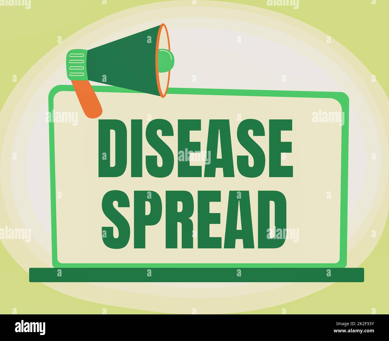 Writing displaying text Disease Spread. Internet Concept Direct transfer of a viral agent through a persontoperson contact Illustration Of Megaphone On Blank Monitor Making Announcements. Stock Photo