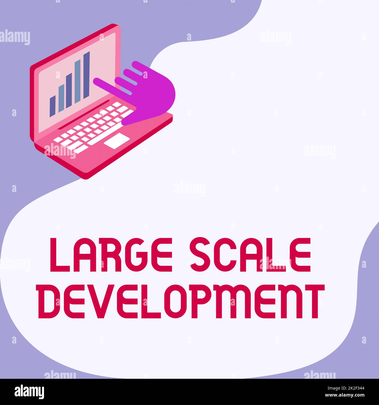 Sign displaying Large Scale Development. Word Written on Develop on an extensive basis grow up a lot Laptop Drawing Showing Graph Growth Hand Pointing Screen. Stock Photo