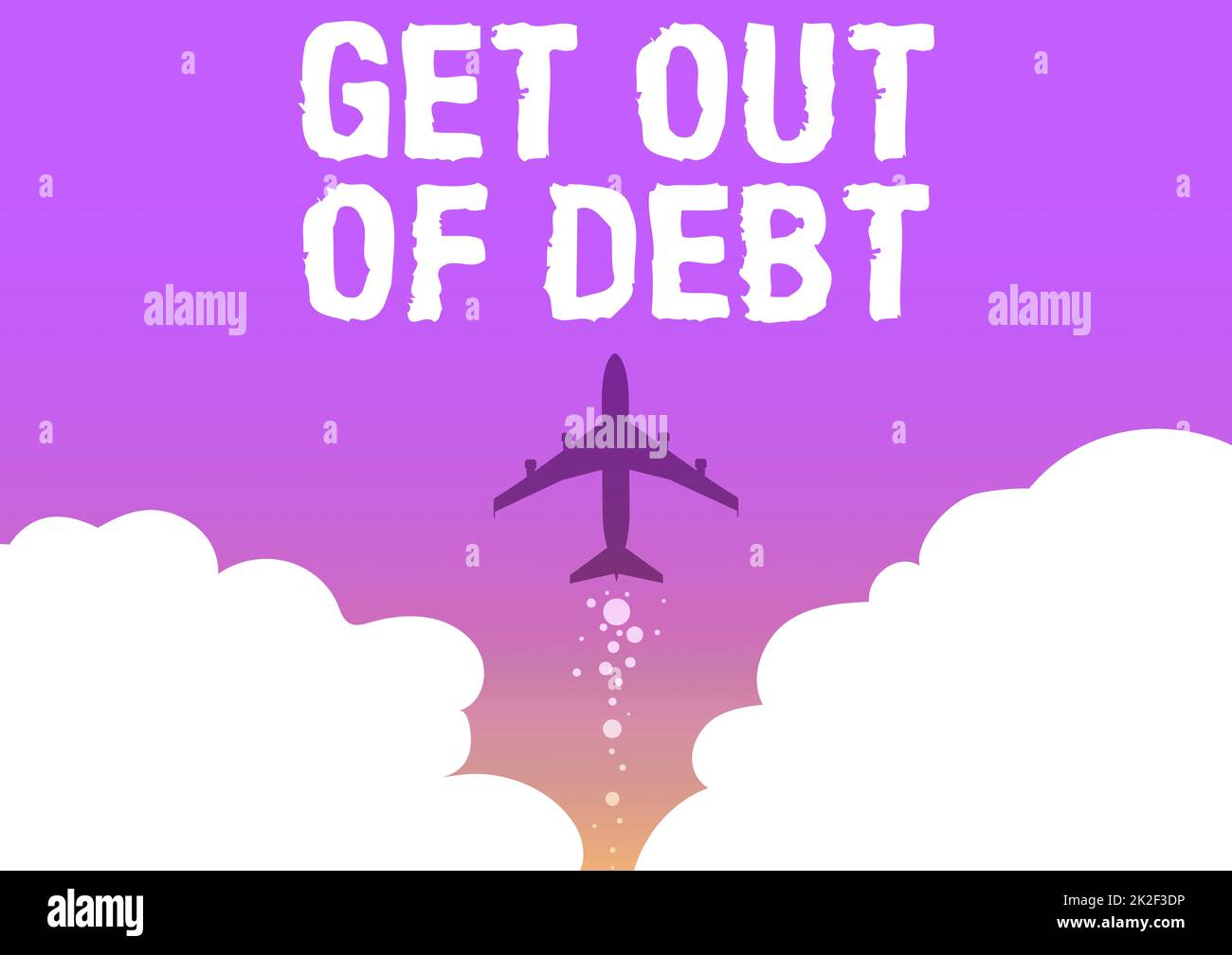 Inspiration showing sign Get Out Of Debt. Business concept No prospect of being paid any more and free from debt Illustration Of Airplane Launching Fast Straight Up To The Skies. Stock Photo